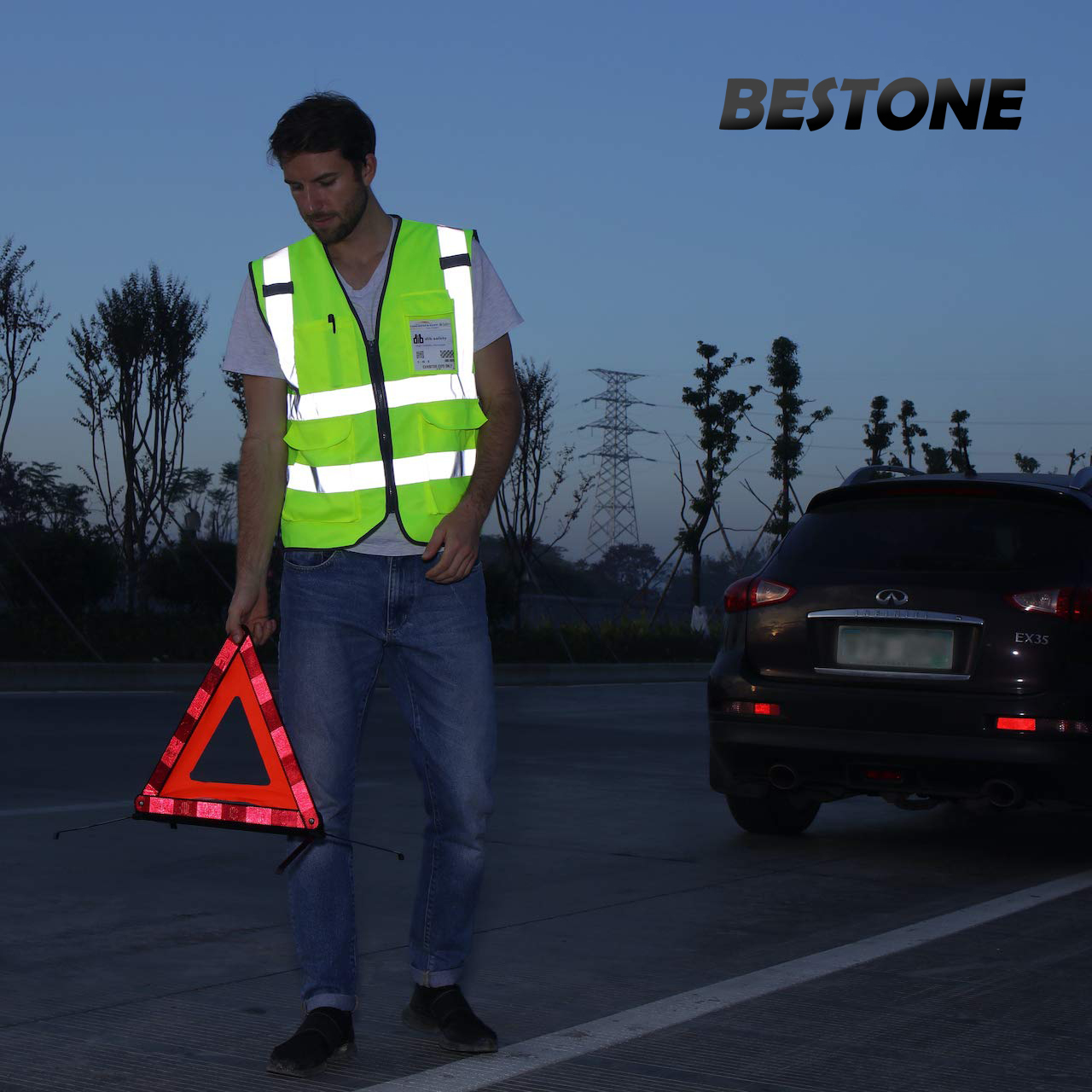 10PCS High-Visibility Class 2 Safety Vest - Unisex, ANSI Compliant, 6 Pockets | Reflective Work Vest-BESTONE®