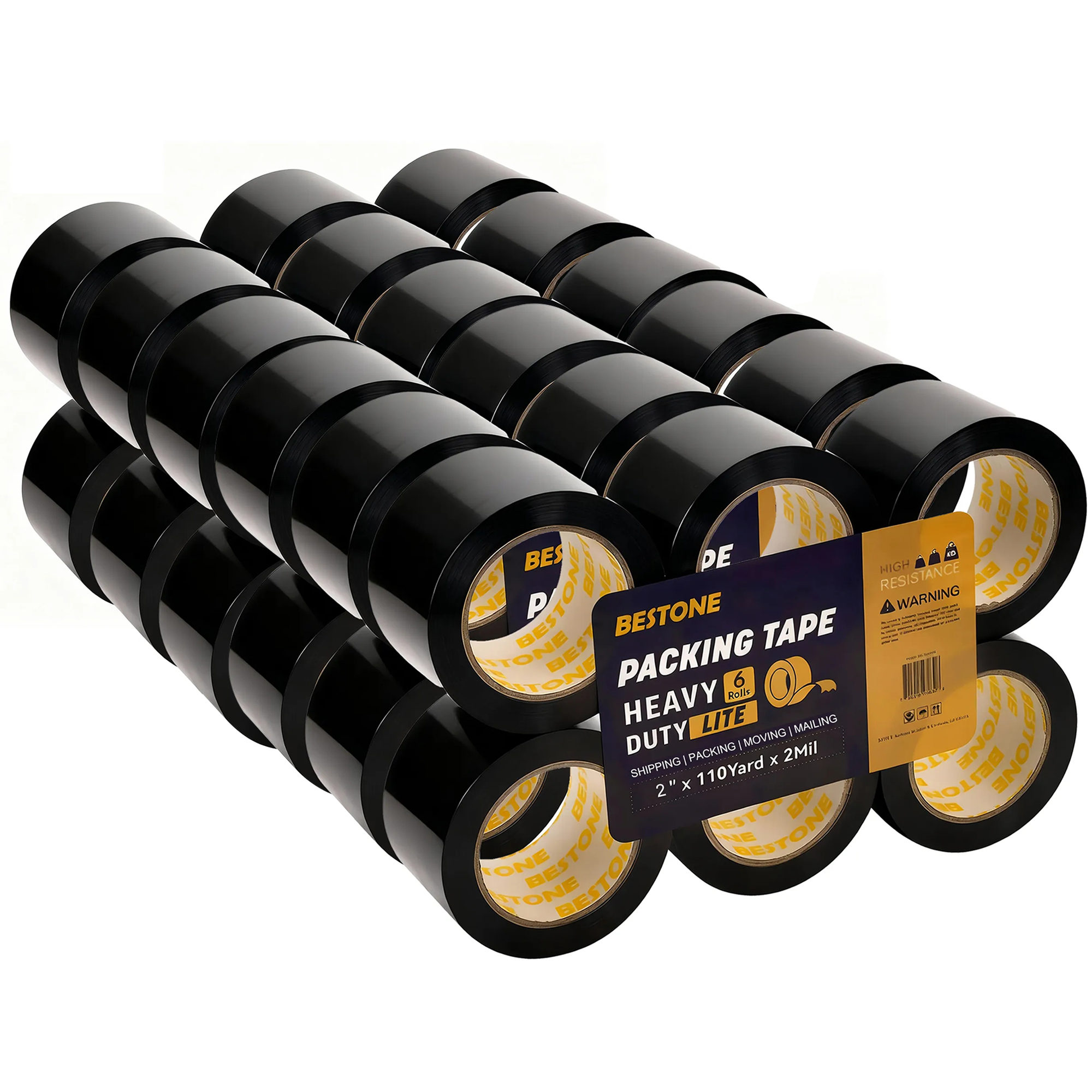 2" x 110 Yard x 2 Mil 36 Rolls Black Packing Tape