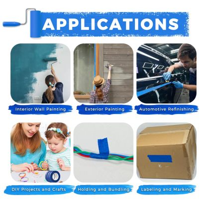 0.95in x 65.6ft x 5709µin Blue Painter's Tape - Premium Masking Tape for Sharp Paint Lines-BESTONE®