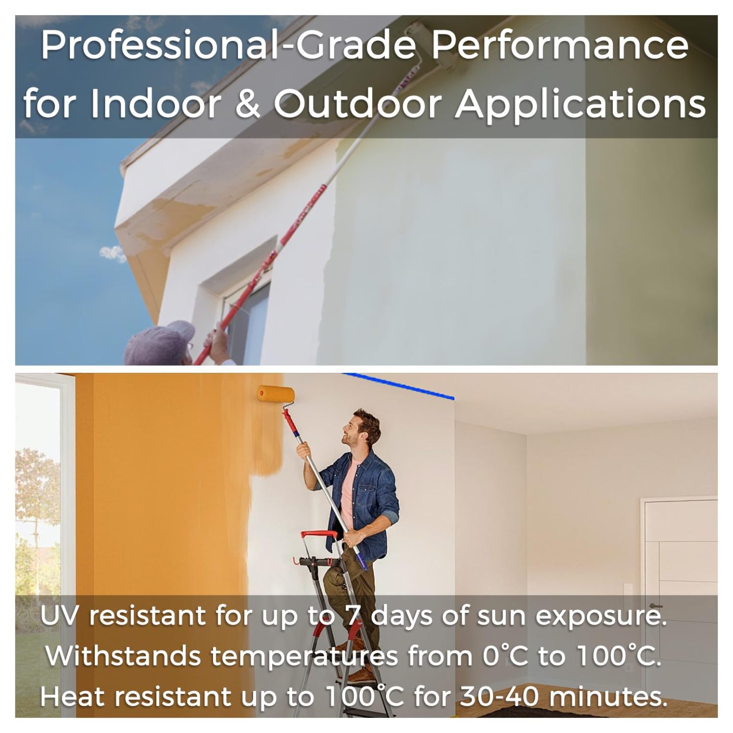 0.95in x 65.6ft x 5709µin Blue Painter's Tape - Premium Masking Tape for Sharp Paint Lines-BESTONE®