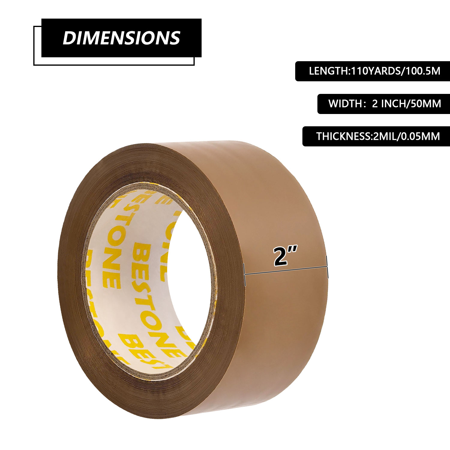 2" x 110 Yard x 2 Mil 36 Rolls Brown Packing Tape-BESTONE®