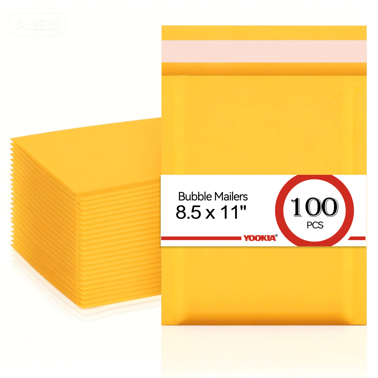 8.5" x 11" 100 Pack Kraft Bubble Mailers - Tear-Resistant Self-Sealing Shipping Bags