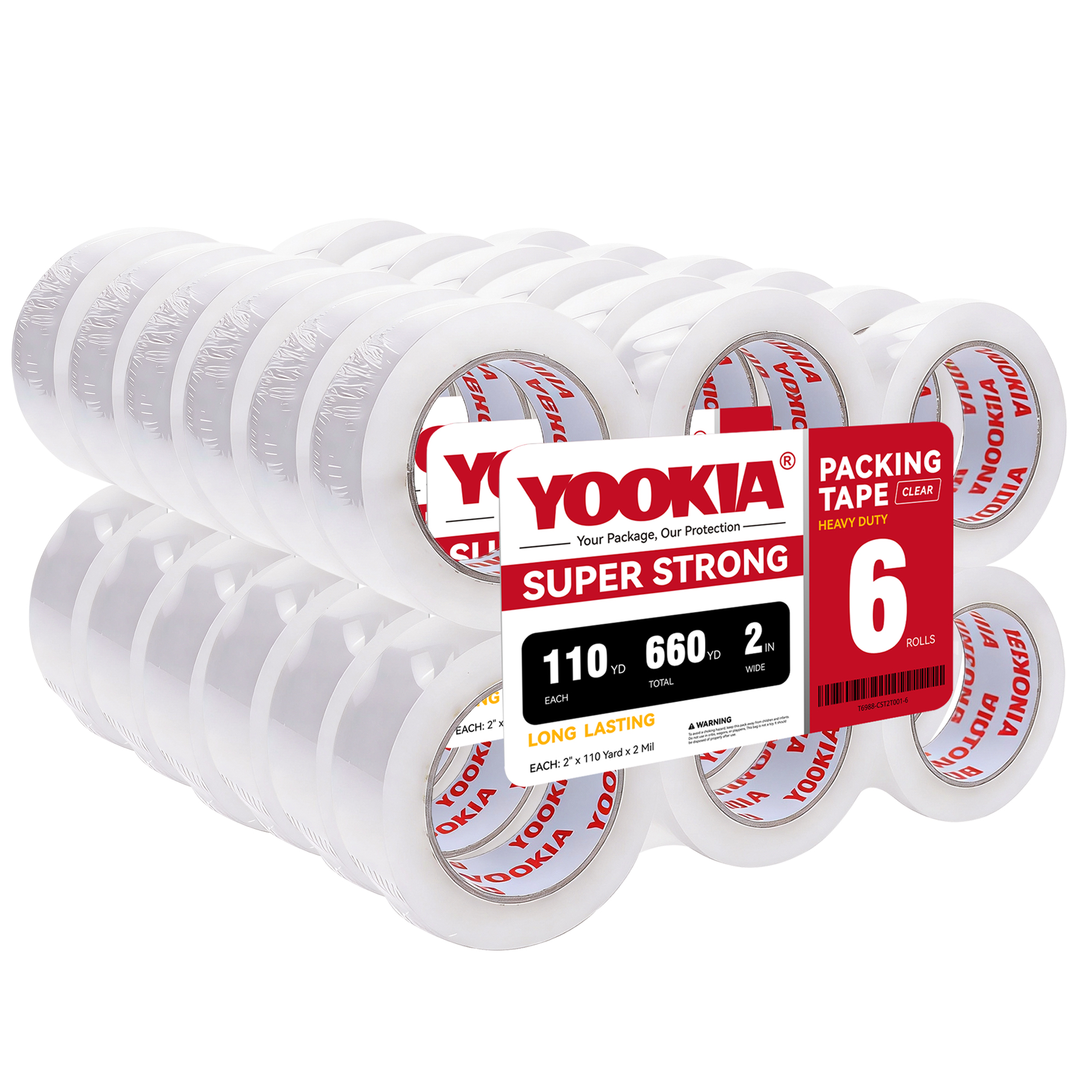 2" x 110 Yard x 2 Mil 36 Rolls Clear Packing Tape 