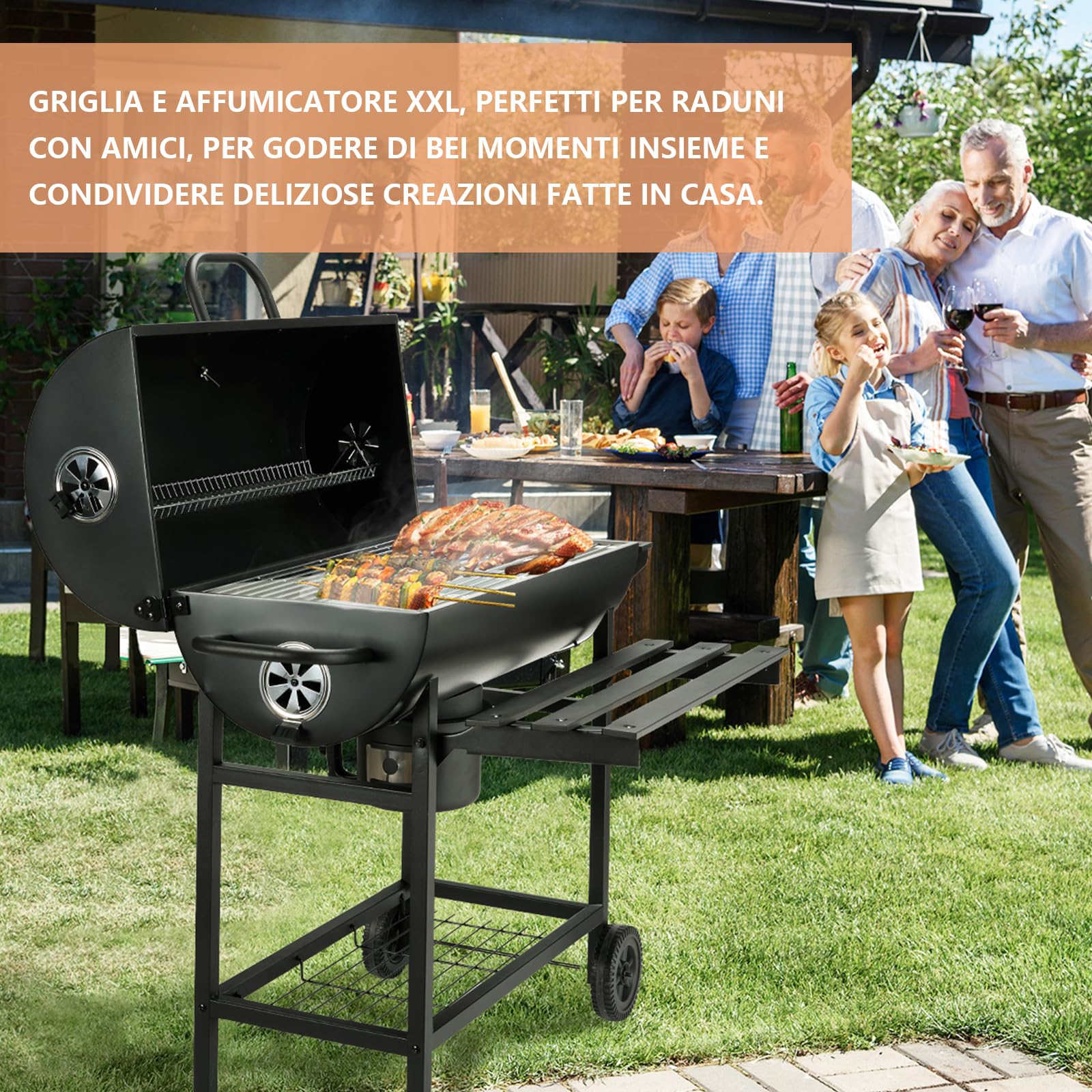 46.46"D x 33.46"W x 41.54"H Outdoor Charcoal Grill - Heavy Duty BBQ Grill for Backyard-BESTONE®