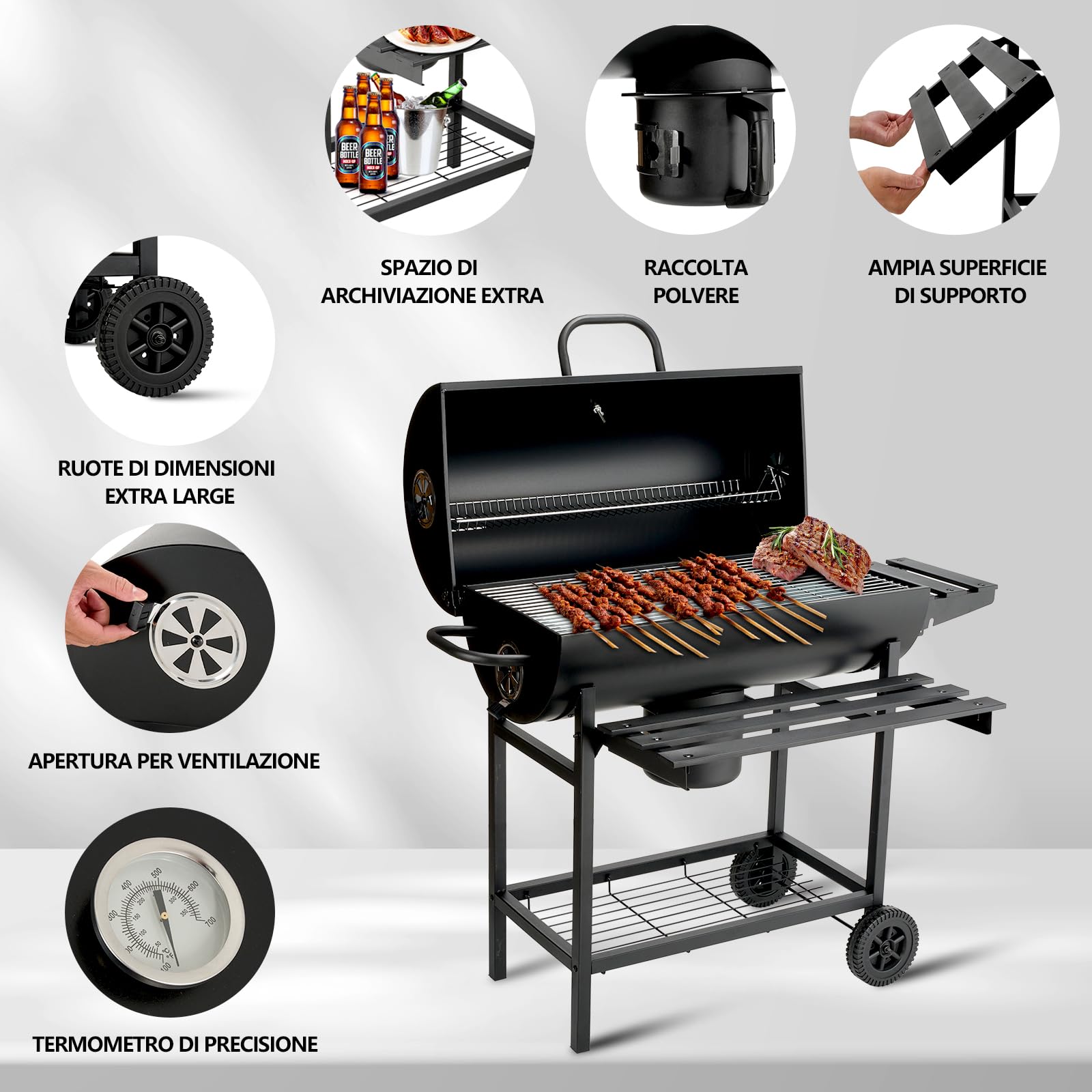 46.46"D x 33.46"W x 41.54"H Outdoor Charcoal Grill - Heavy Duty BBQ Grill for Backyard-BESTONE®