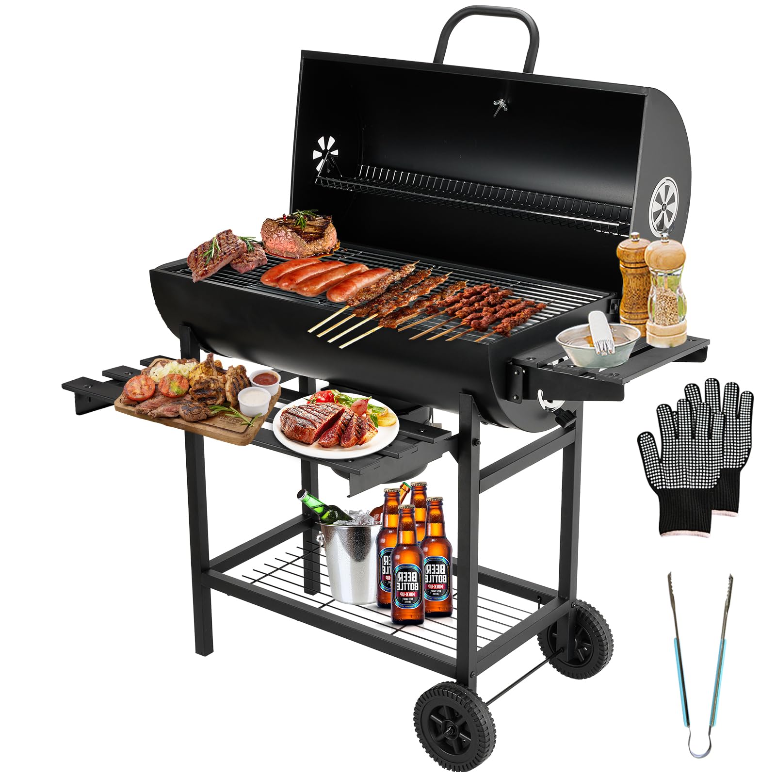 46.46"D x 33.46"W x 41.54"H Outdoor Charcoal Grill - Heavy Duty BBQ Grill for Backyard-BESTONE®