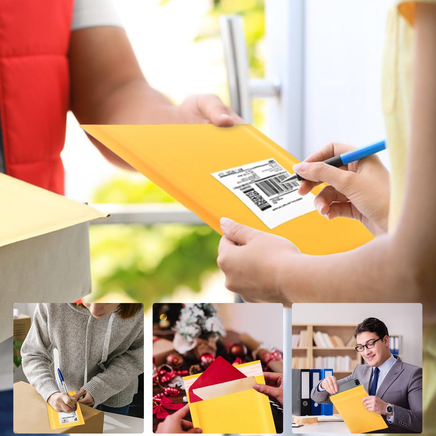 10.5" x 15" 100 Pack Kraft Bubble Mailers - Tear-Resistant Self-Sealing Shipping Bags-BESTONE®