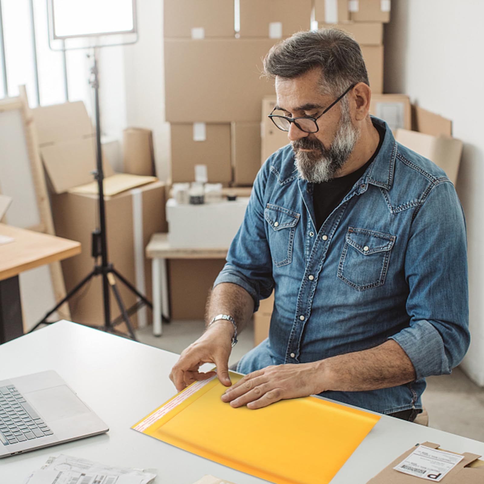 10.5" x 15" 100 Pack Kraft Bubble Mailers - Tear-Resistant Self-Sealing Shipping Bags-BESTONE®