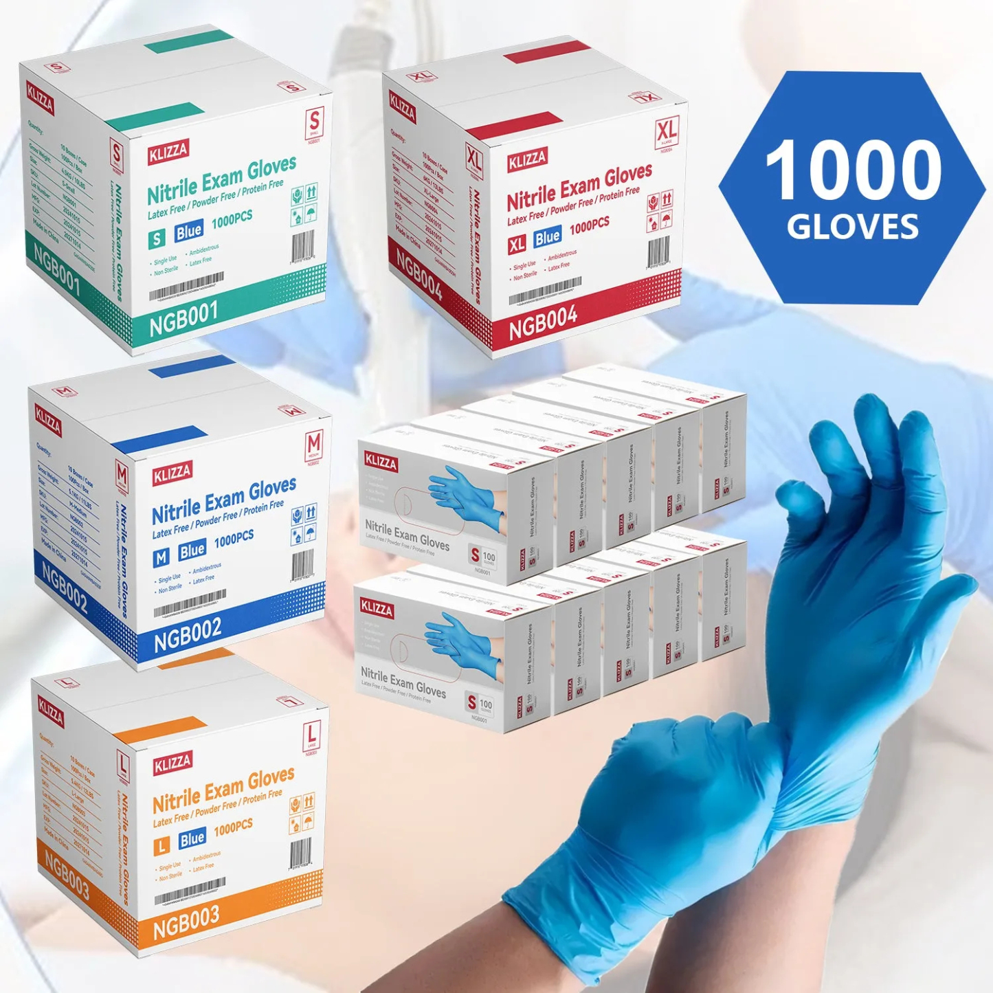 1000 Total Blue Nitrile Gloves - Food Safe Disposable Gloves-BESTONE®