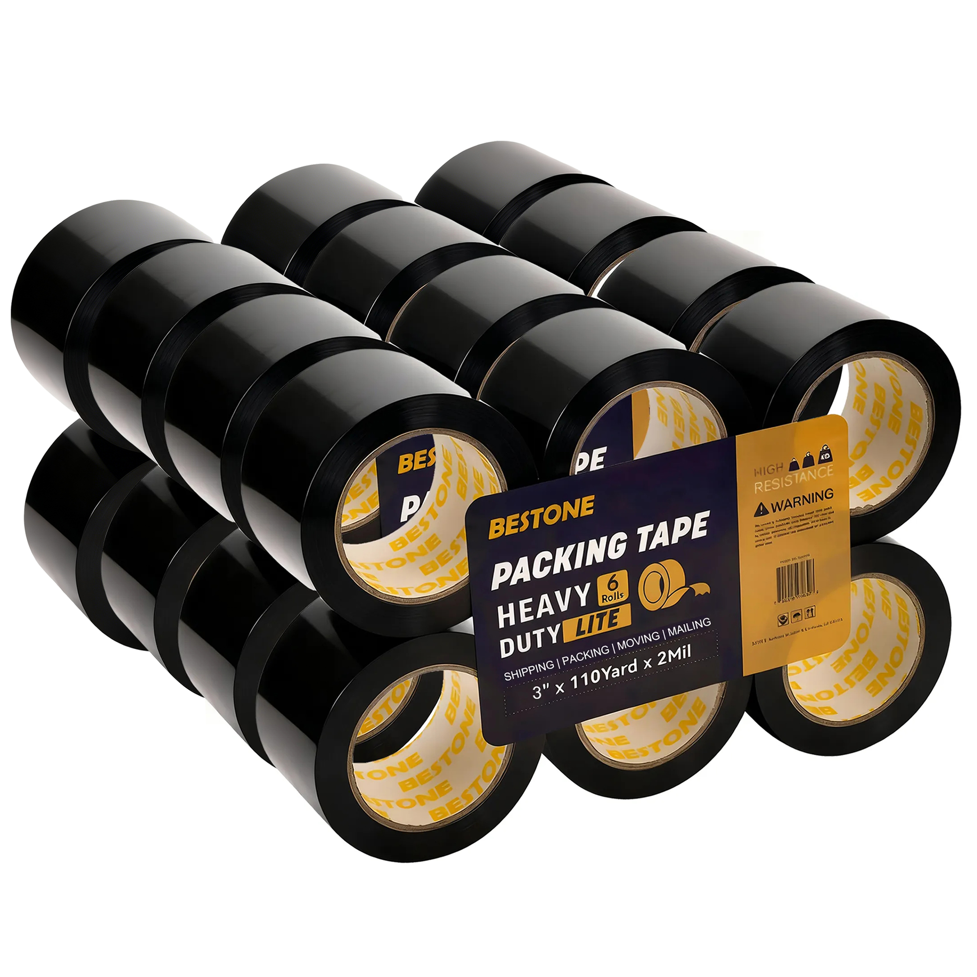3" x 110 Yard x 2 Mil 24 Rolls Black Packing Tape