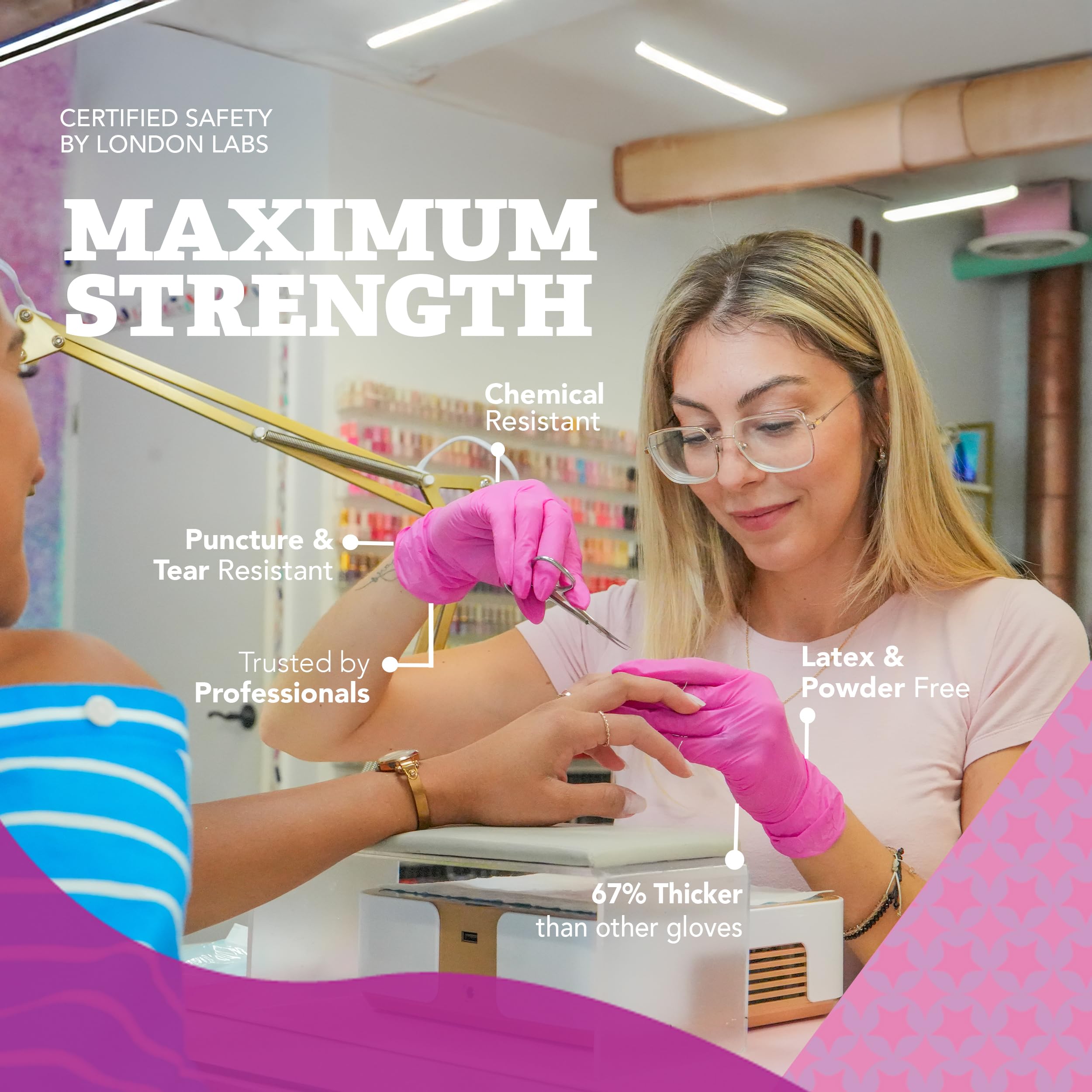 Magenta Nitrile Gloves 100-Count Boxes, Multi-Use-BESTONE®