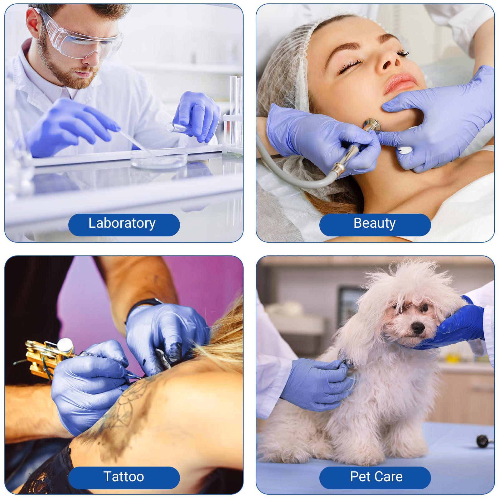 Silky Blue Nitrile Gloves 100-Count Boxes, Heavy Duty Multi-Use-BESTONE®