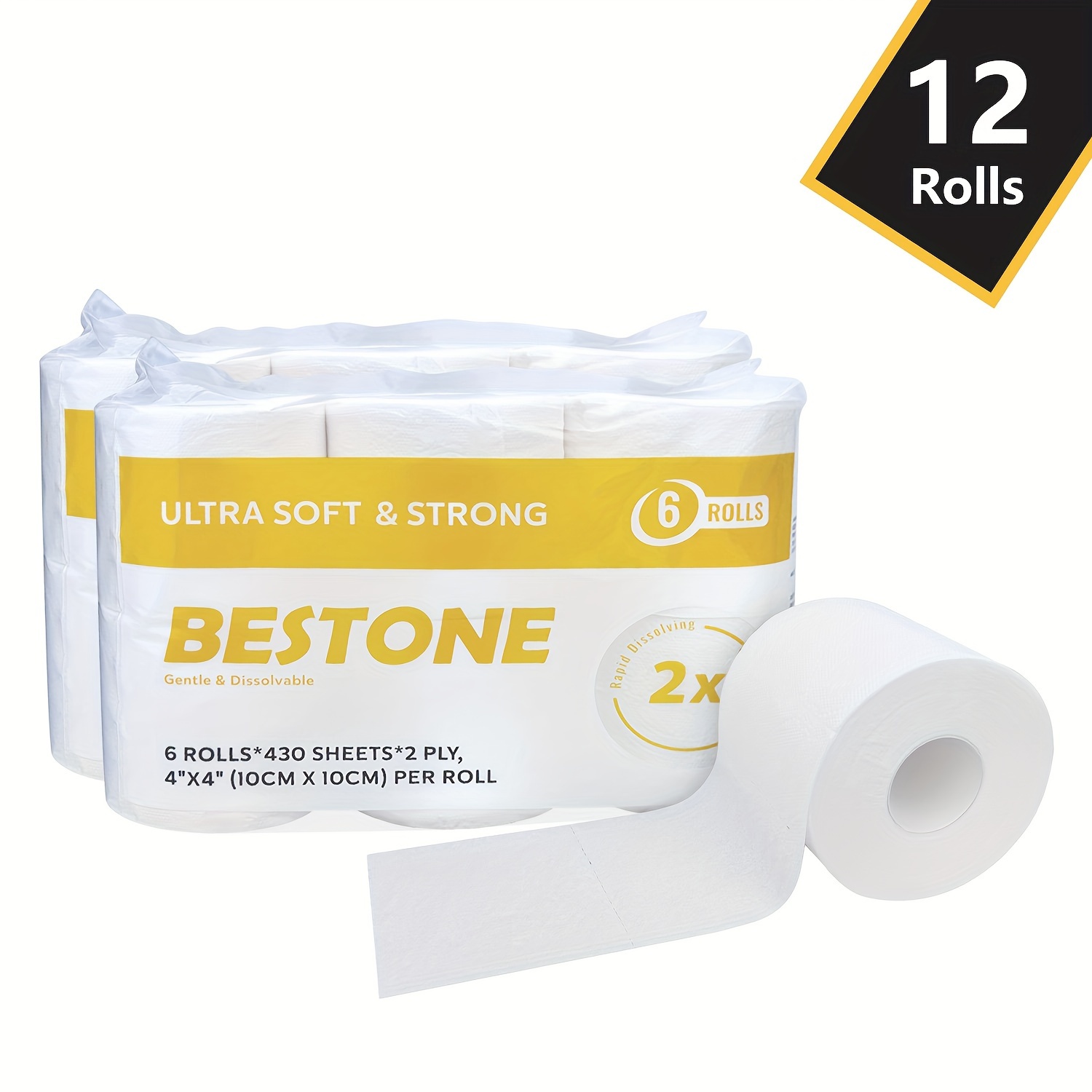 Bamboo Toilet Tissue - Eco-Friendly, 12 Double Rolls-BESTONE®