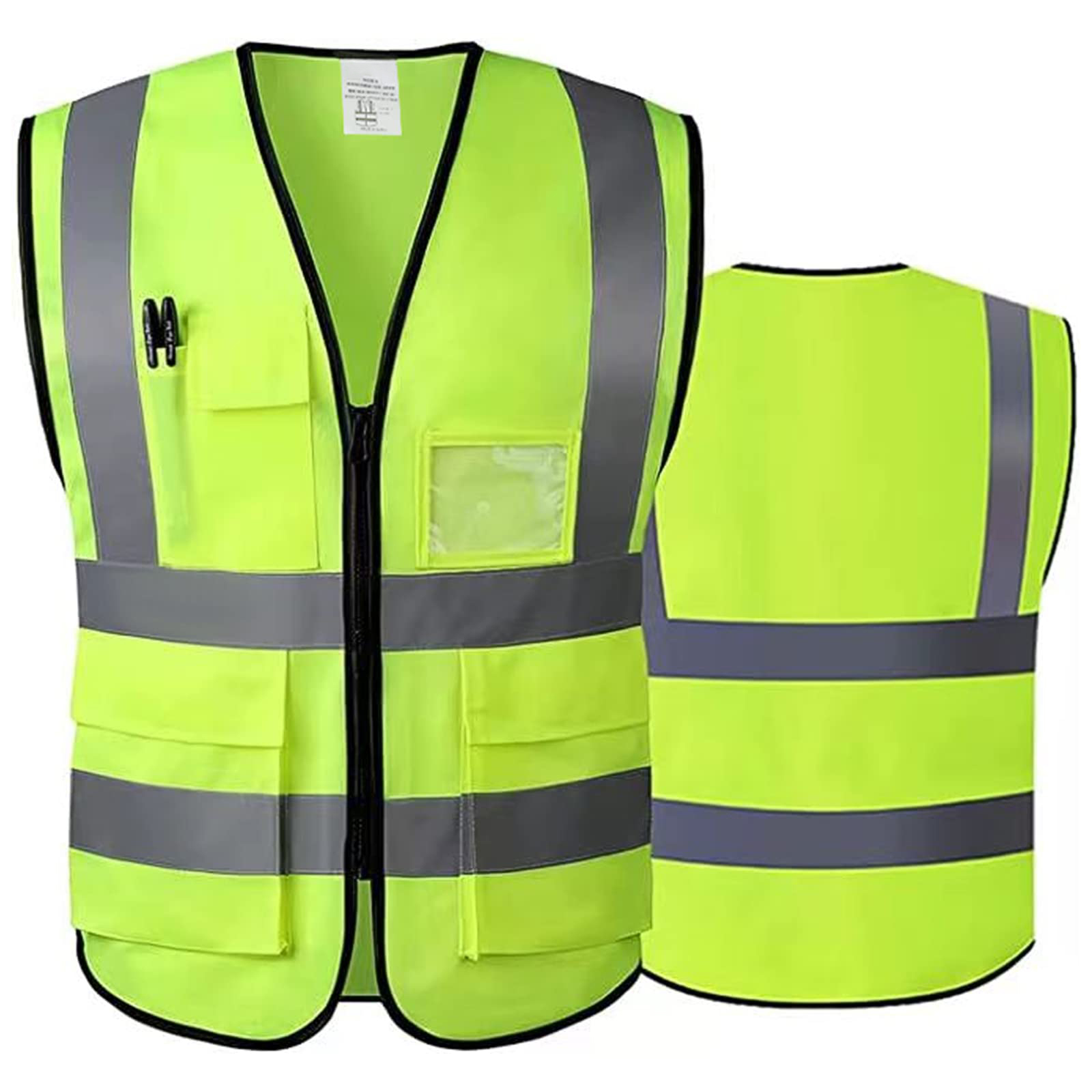 10PCS High-Visibility Class 2 Safety Vest - Unisex, ANSI Compliant, 6 Pockets | Reflective Work Vest-BESTONE®