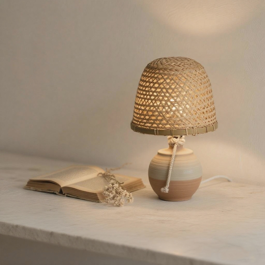 Kézzel készített kerámia fonott asztali lámpa