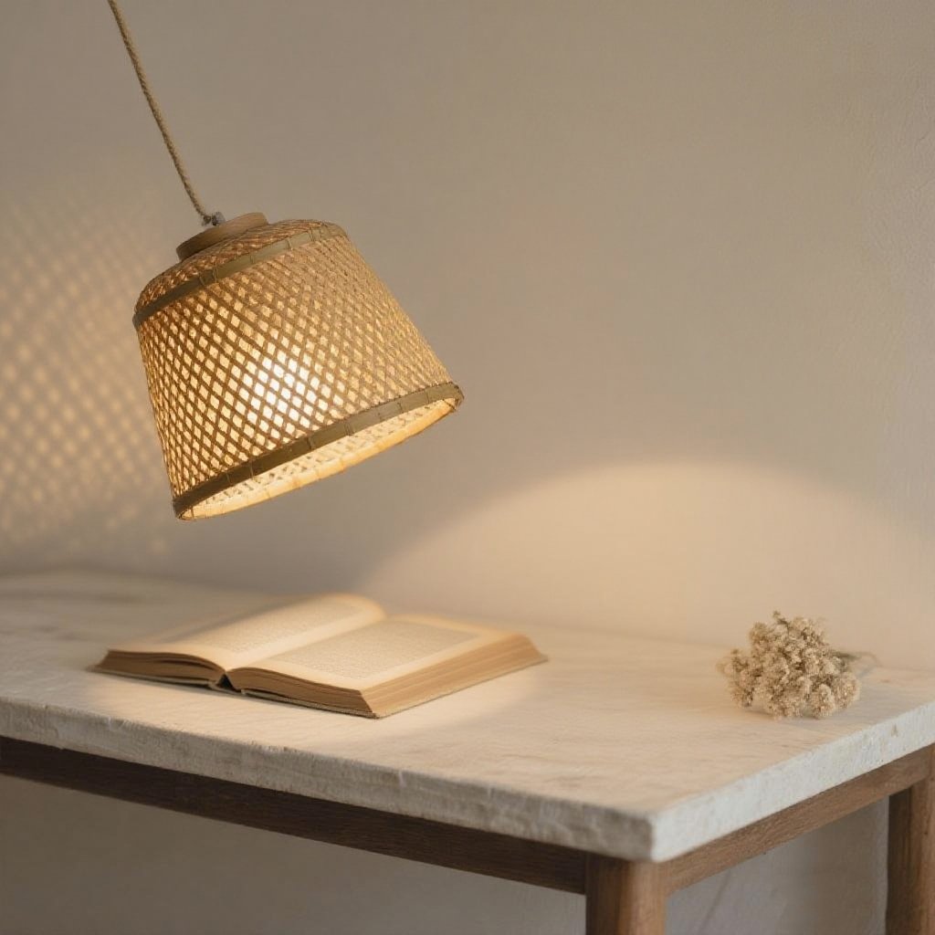 Term&eacute;szetes bambusz l&aacute;mpaernyő r&eacute;szletfot&oacute;