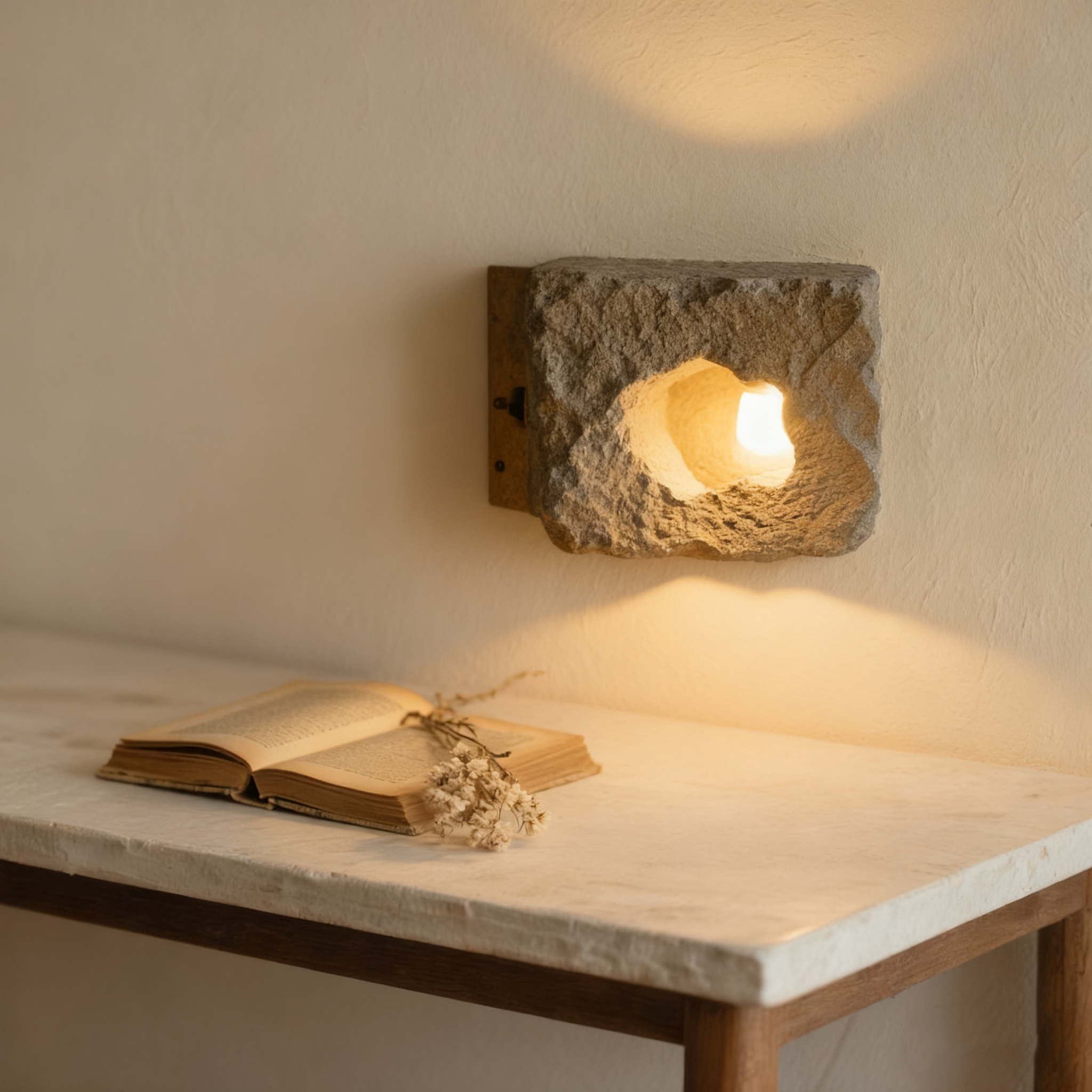 Barlang hangulatú falilámpa