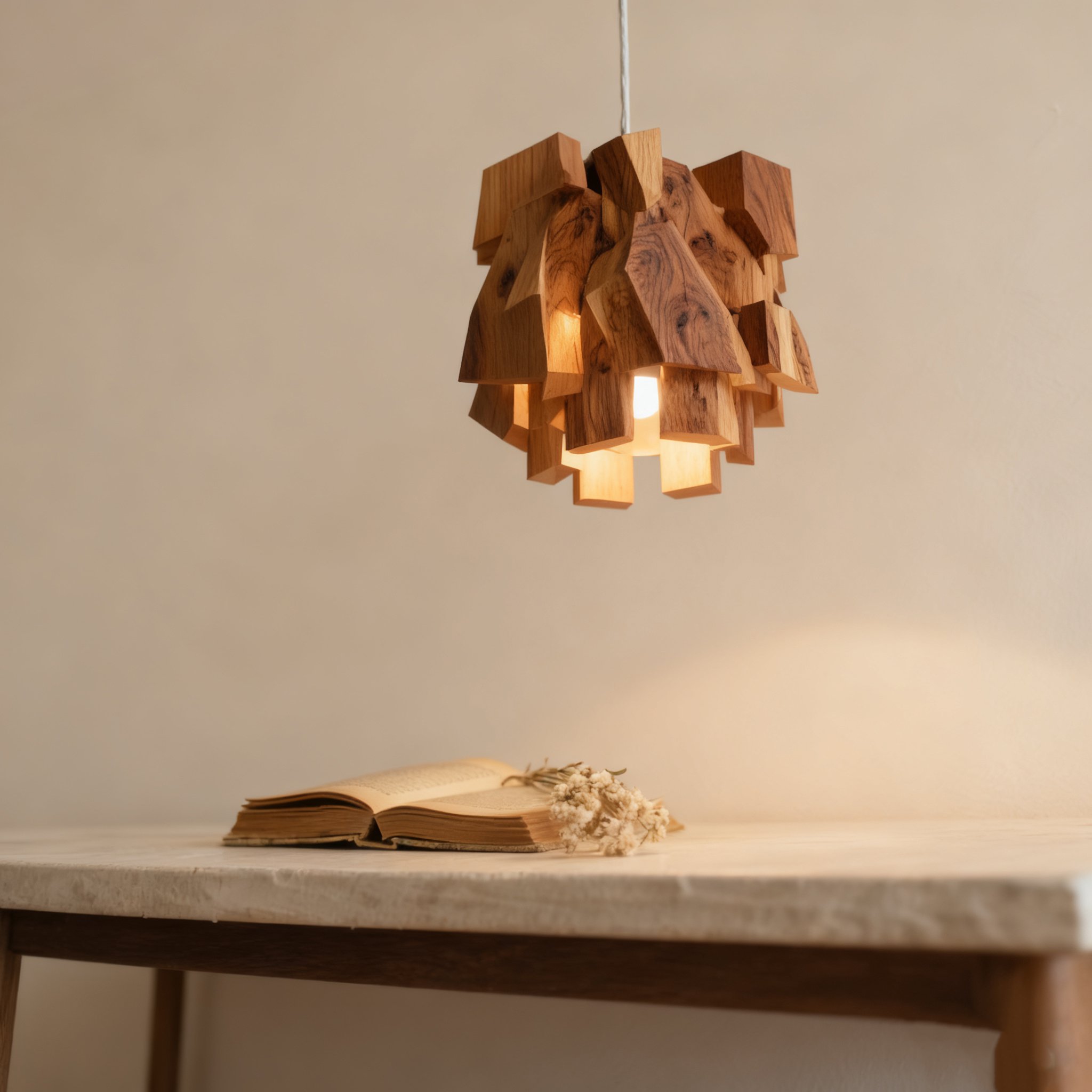 Modern fa szobr&aacute;szati f&uuml;ggől&aacute;mpa nappaliban