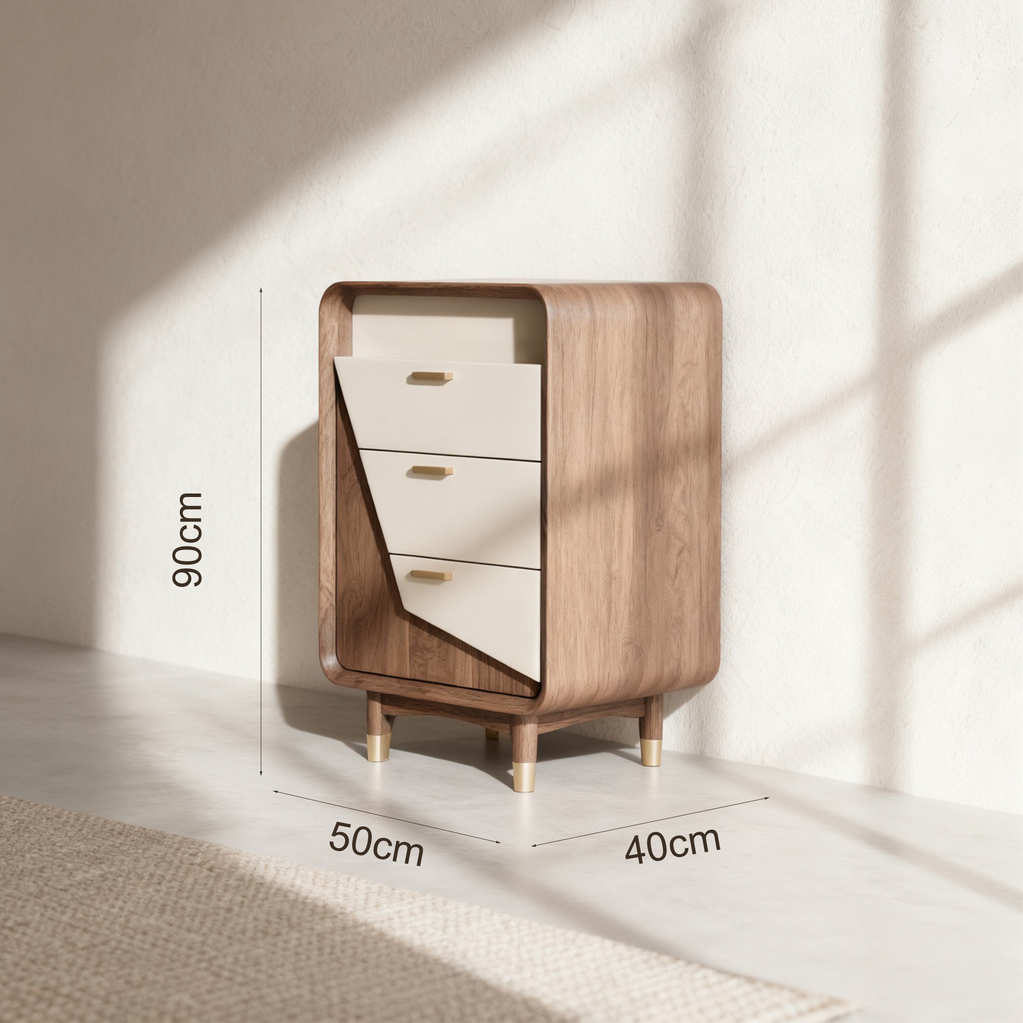 Modern diófa fiókos szekrény nappaliban