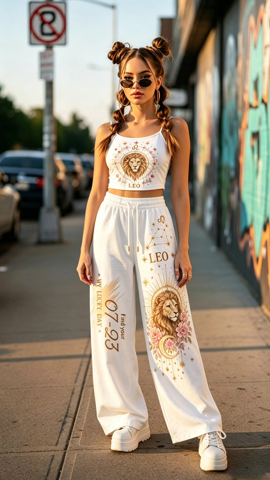 Leo Cosmic Series Women's T-Shirt & Elasticated Trousers Two-Piece Set