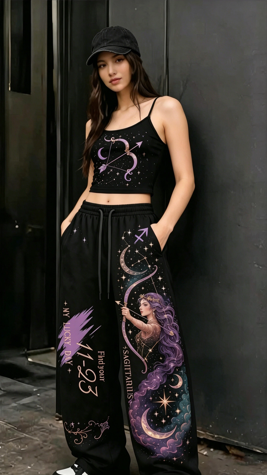 Sagittarius Cosmic Series Women T-Shirt & Elasticated Trousers Two-Piece Set