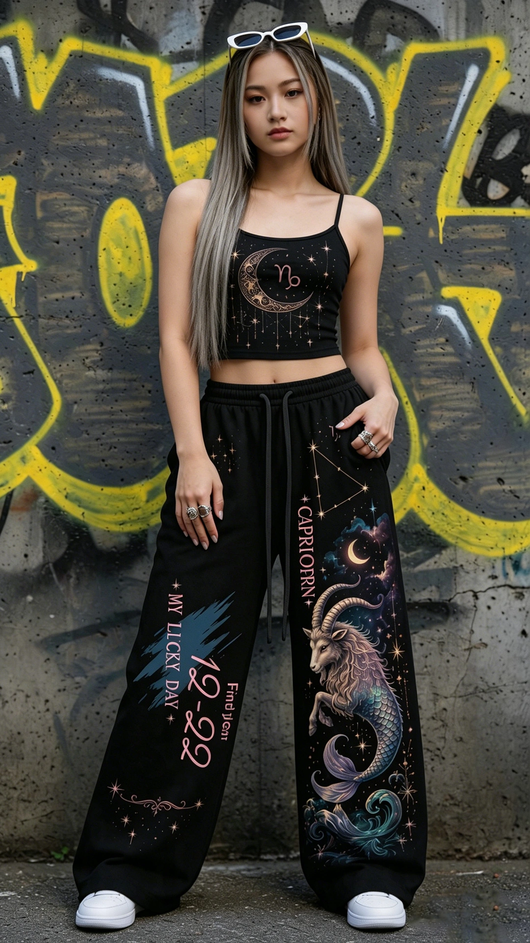 Capricorn Cosmic Series Women T-Shirt & Elasticated Trousers Two-Piece Set