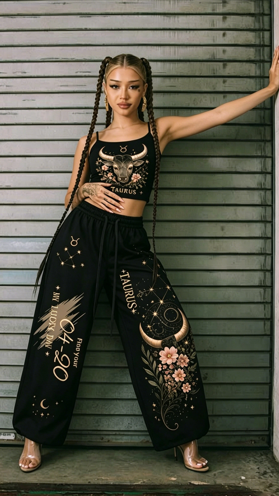Taurus Zodiac Series Women T-Shirt & Elasticated Trousers Two-Piece Set