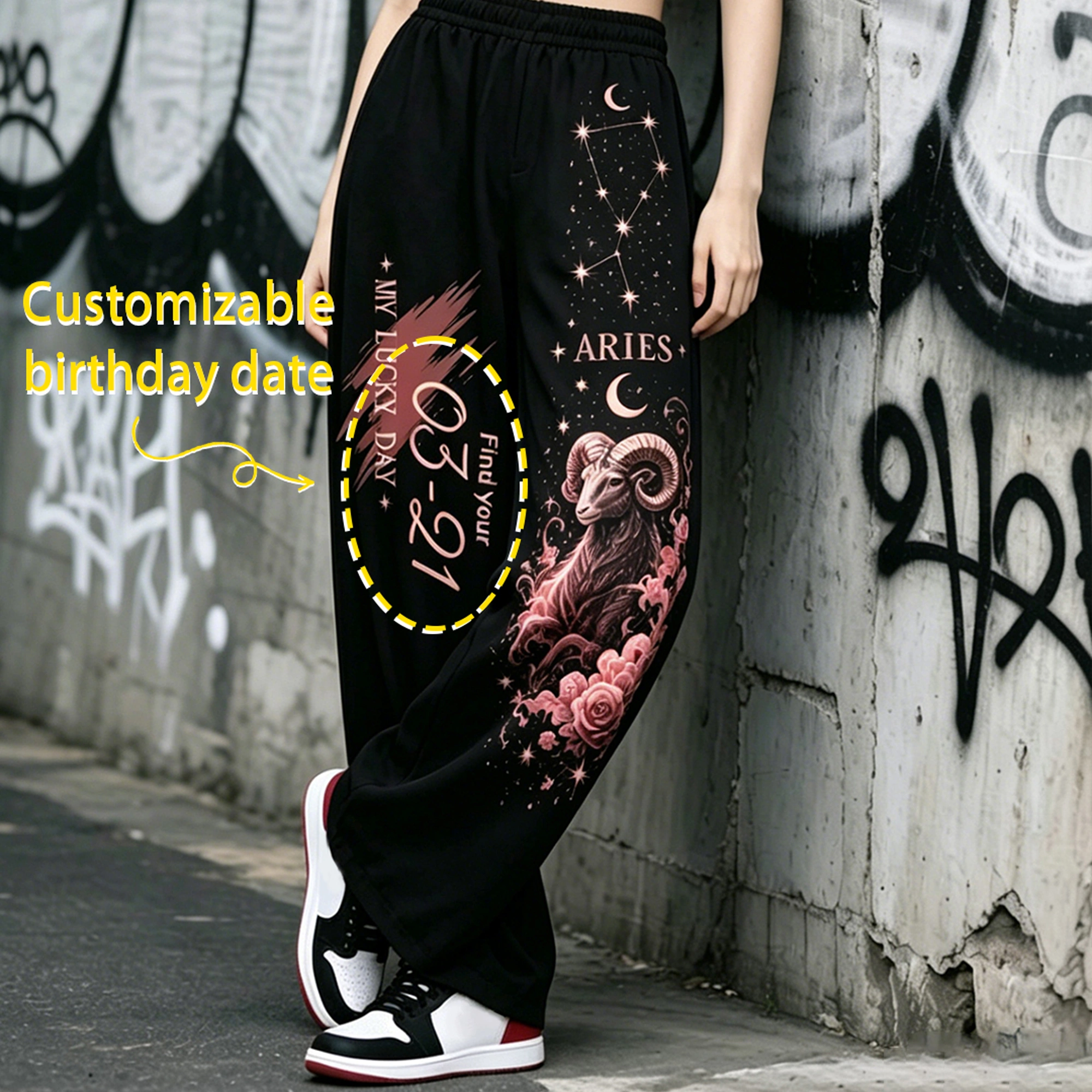Aries Zodiac Series Women T-Shirt & Elasticated Trousers Two-Piece Set