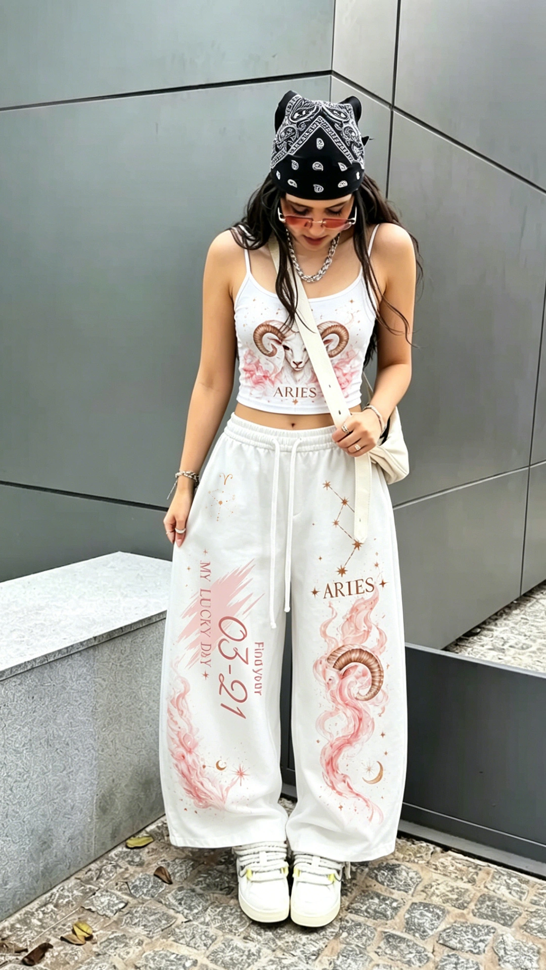 Aries Zodiac Series Women T-Shirt & Elasticated Trousers Two-Piece Set
