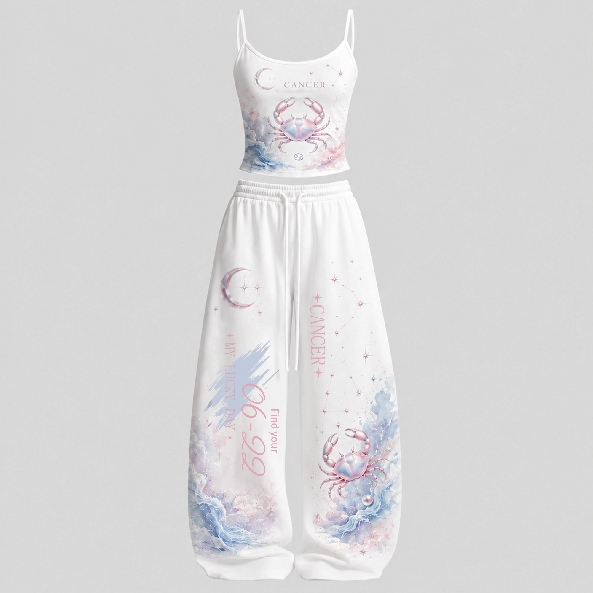 Cancer Zodiac Series Women T-Shirt & Elasticated Trousers Two-Piece Set