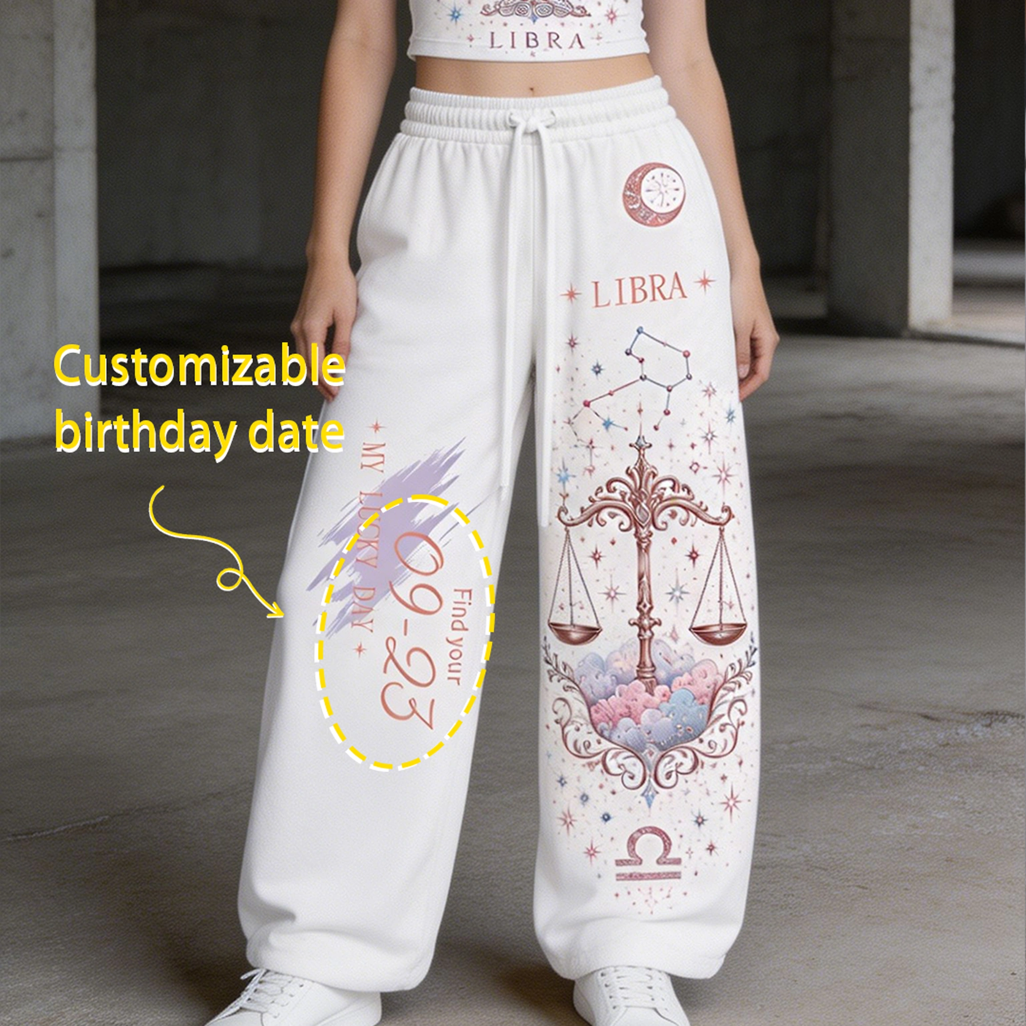 Libra Cosmic Series Women's T-Shirt & Elasticated Trousers Two-Piece Set
