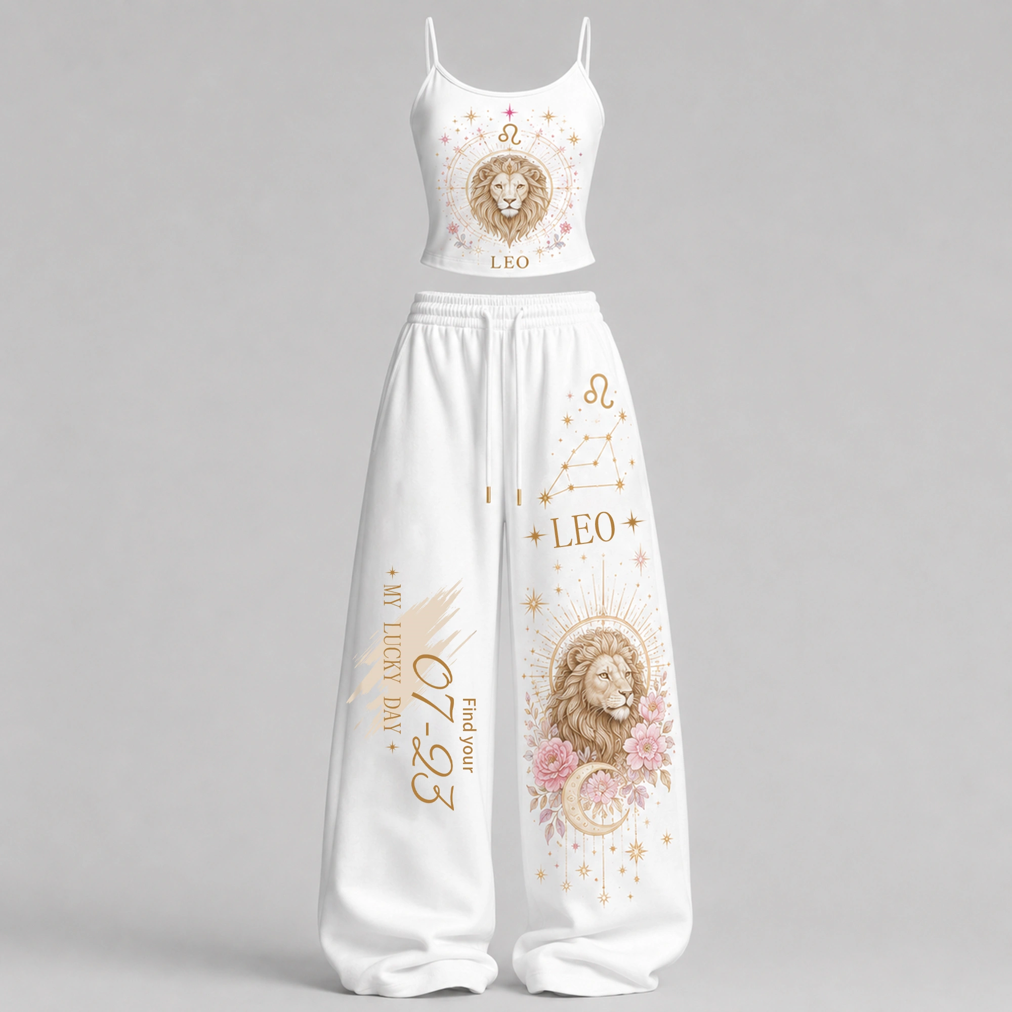 Leo Cosmic Series Women's T-Shirt & Elasticated Trousers Two-Piece Set