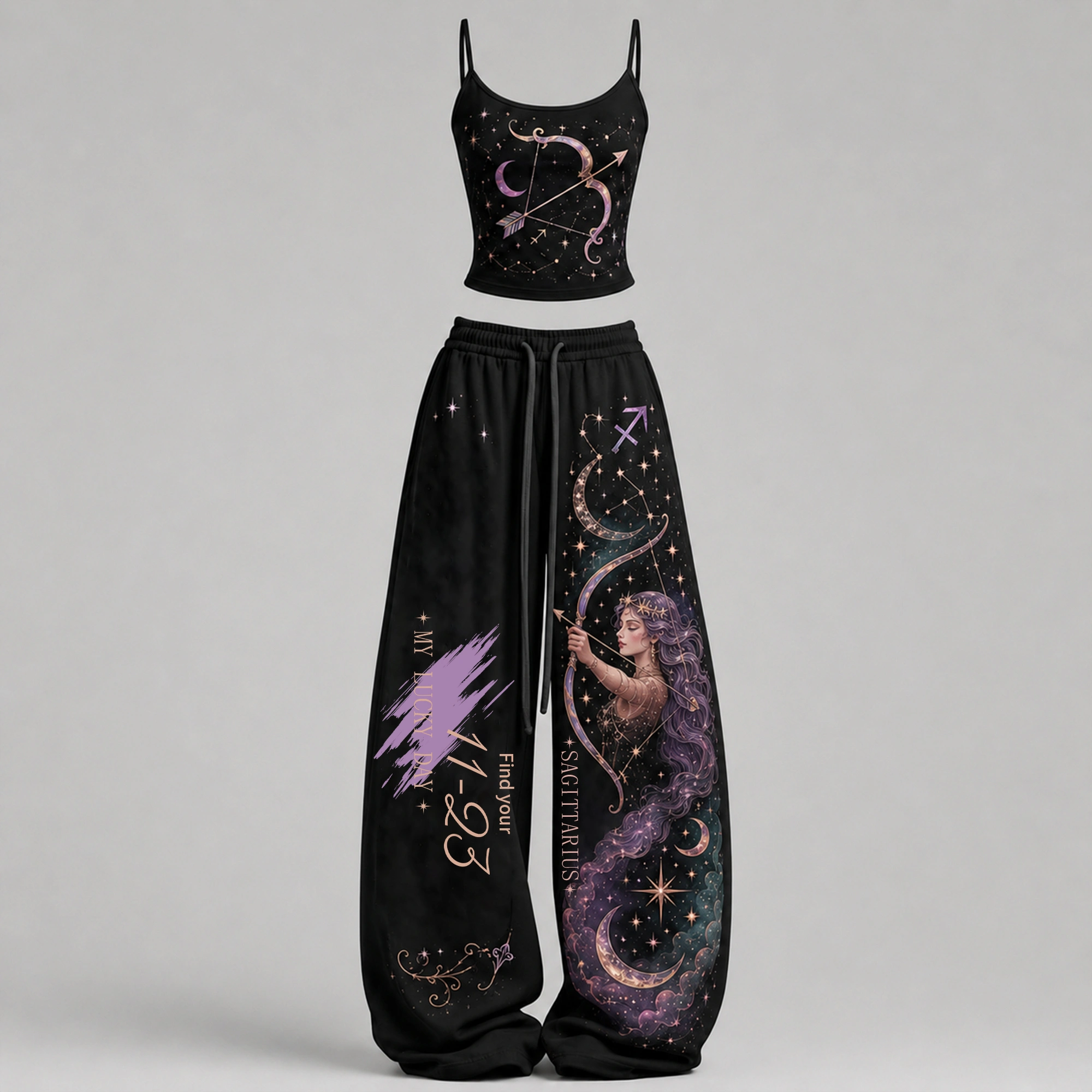 Sagittarius Cosmic Series Women T-Shirt & Elasticated Trousers Two-Piece Set