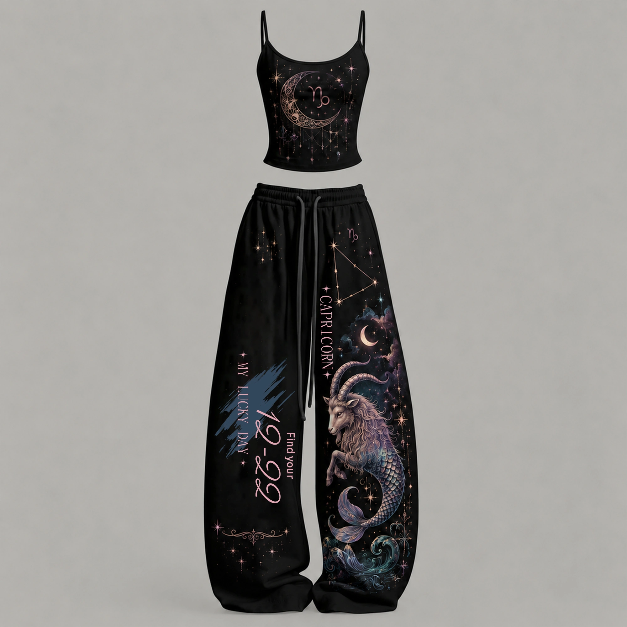 Capricorn Cosmic Series Women T-Shirt & Elasticated Trousers Two-Piece Set