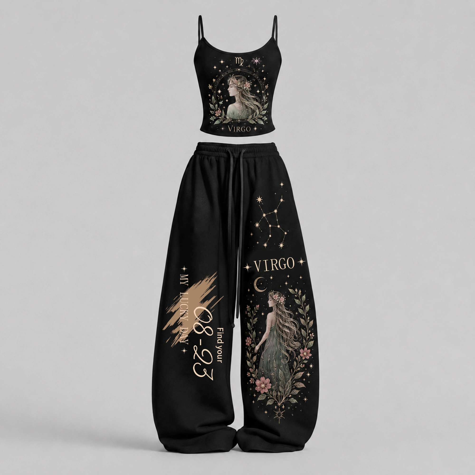 Virgo Zodiac Series Women's T-Shirt & Elasticated Trousers Two-Piece Set