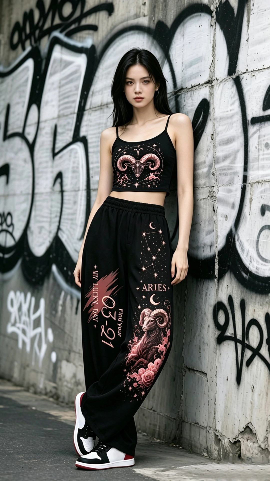 Aries Zodiac Series Women T-Shirt & Elasticated Trousers Two-Piece Set