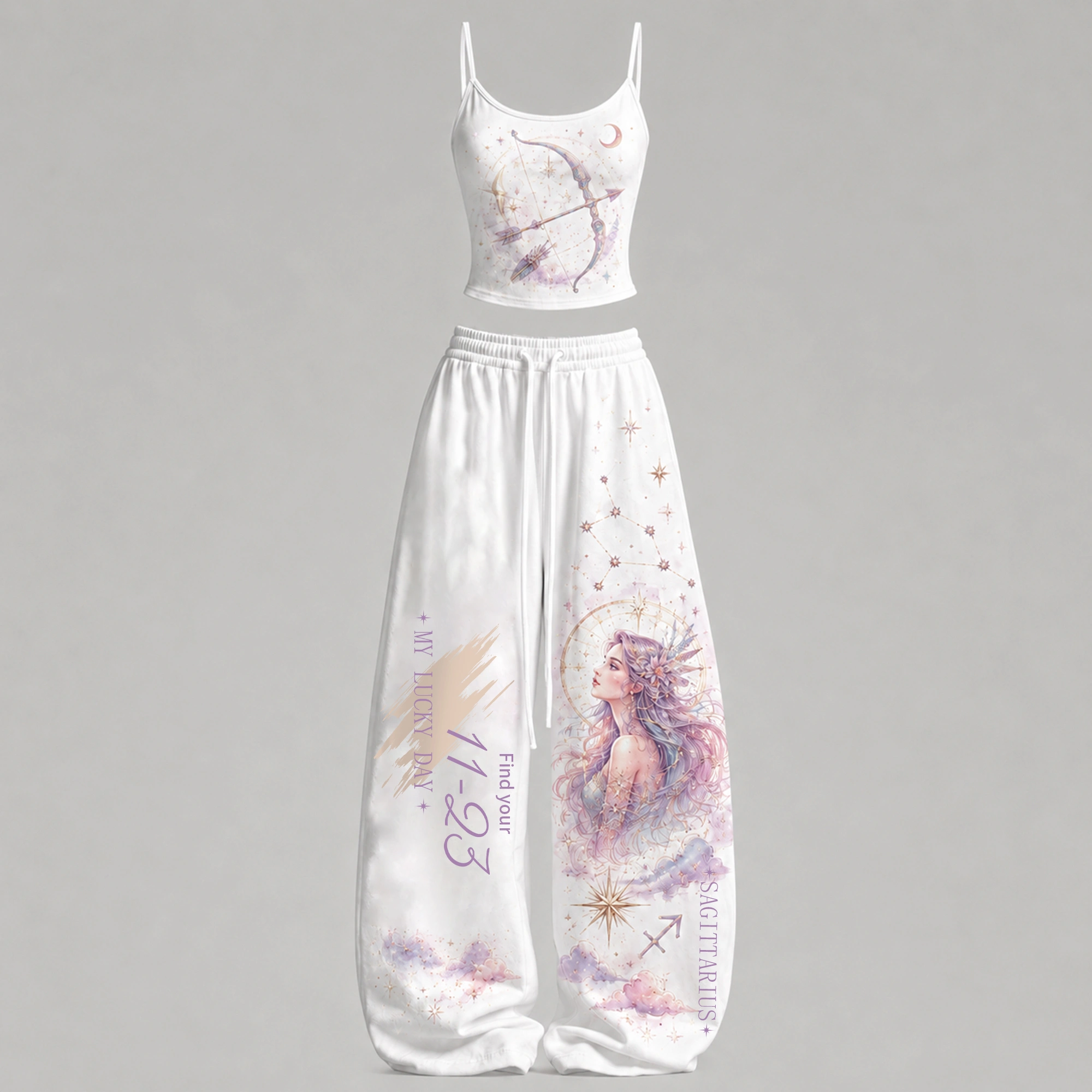 Sagittarius Cosmic Series Women T-Shirt & Elasticated Trousers Two-Piece Set
