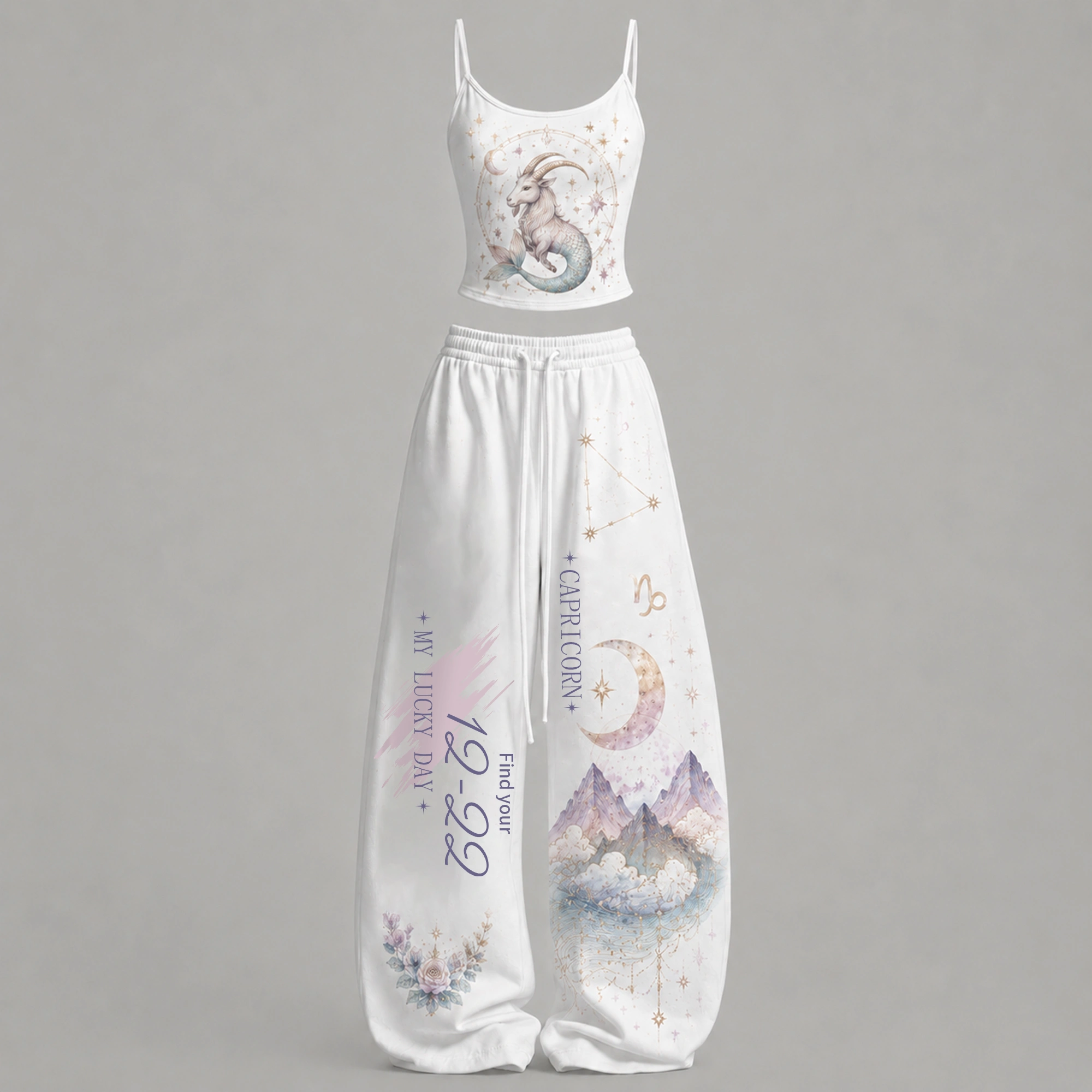 Capricorn Cosmic Series Women T-Shirt & Elasticated Trousers Two-Piece Set