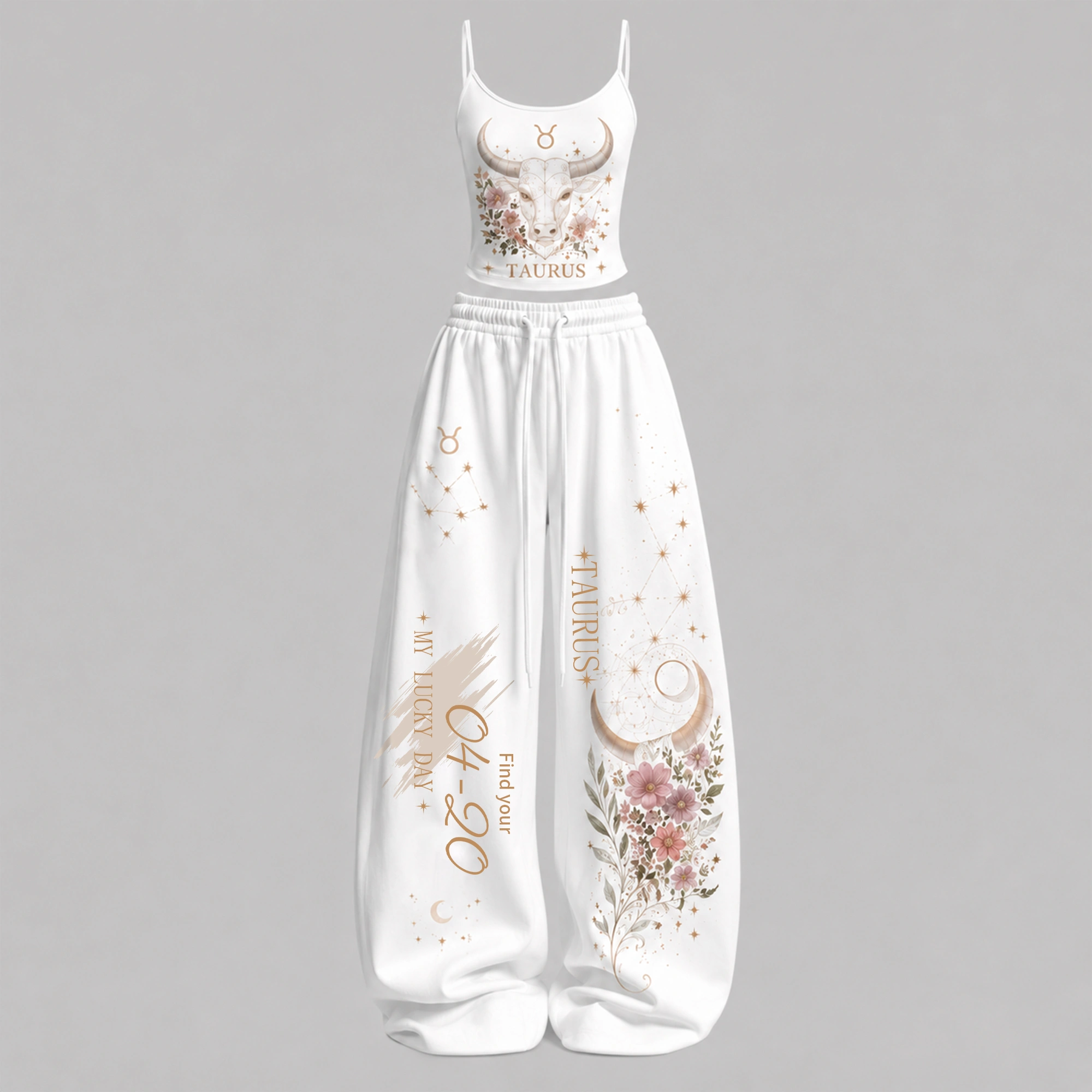 Taurus Zodiac Series Women T-Shirt & Elasticated Trousers Two-Piece Set