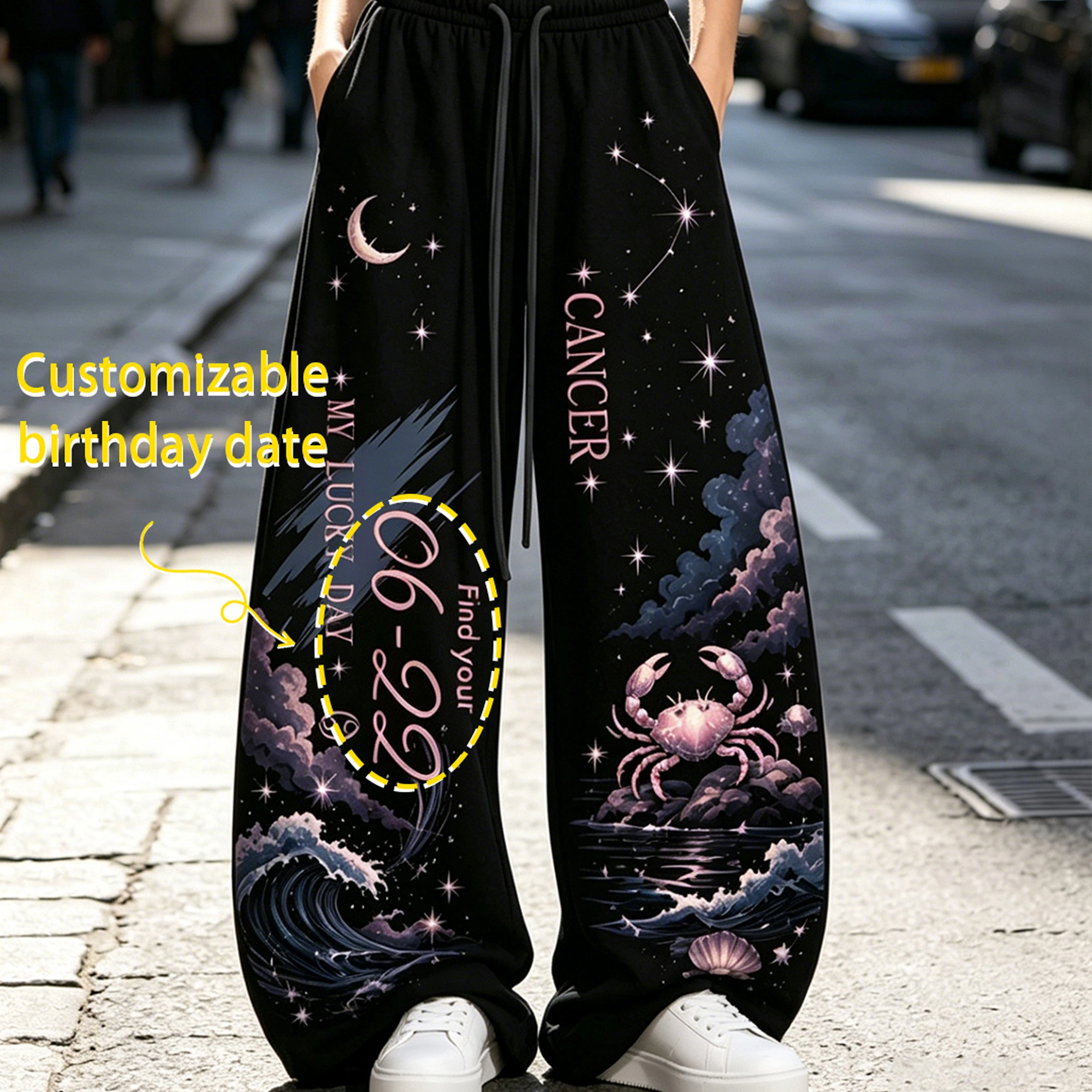 Cancer Zodiac Series Women T-Shirt & Elasticated Trousers Two-Piece Set