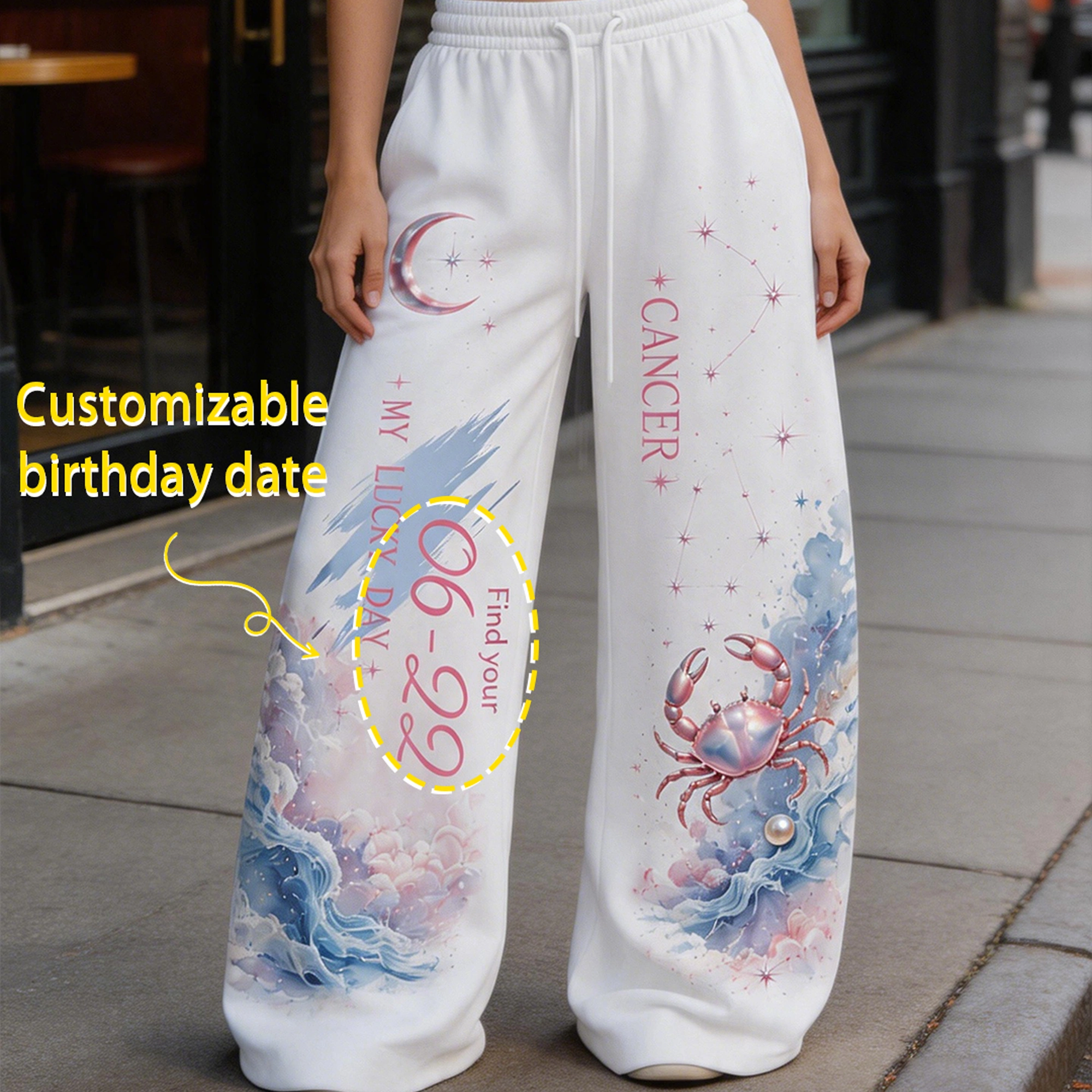 Cancer Zodiac Series Women T-Shirt & Elasticated Trousers Two-Piece Set