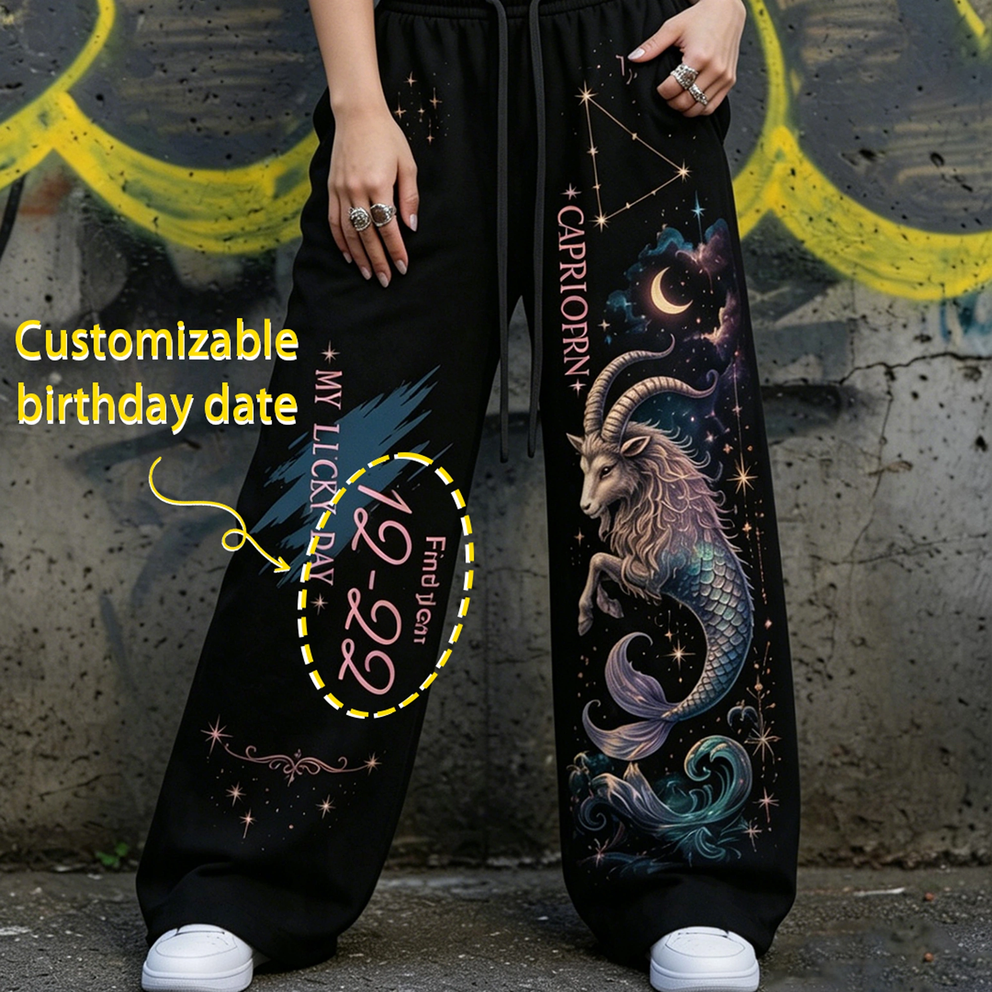 Capricorn Cosmic Series Women T-Shirt & Elasticated Trousers Two-Piece Set