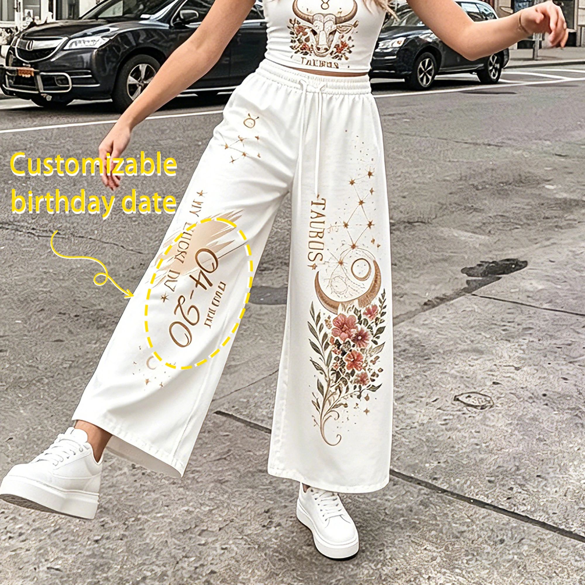 Taurus Zodiac Series Women T-Shirt & Elasticated Trousers Two-Piece Set
