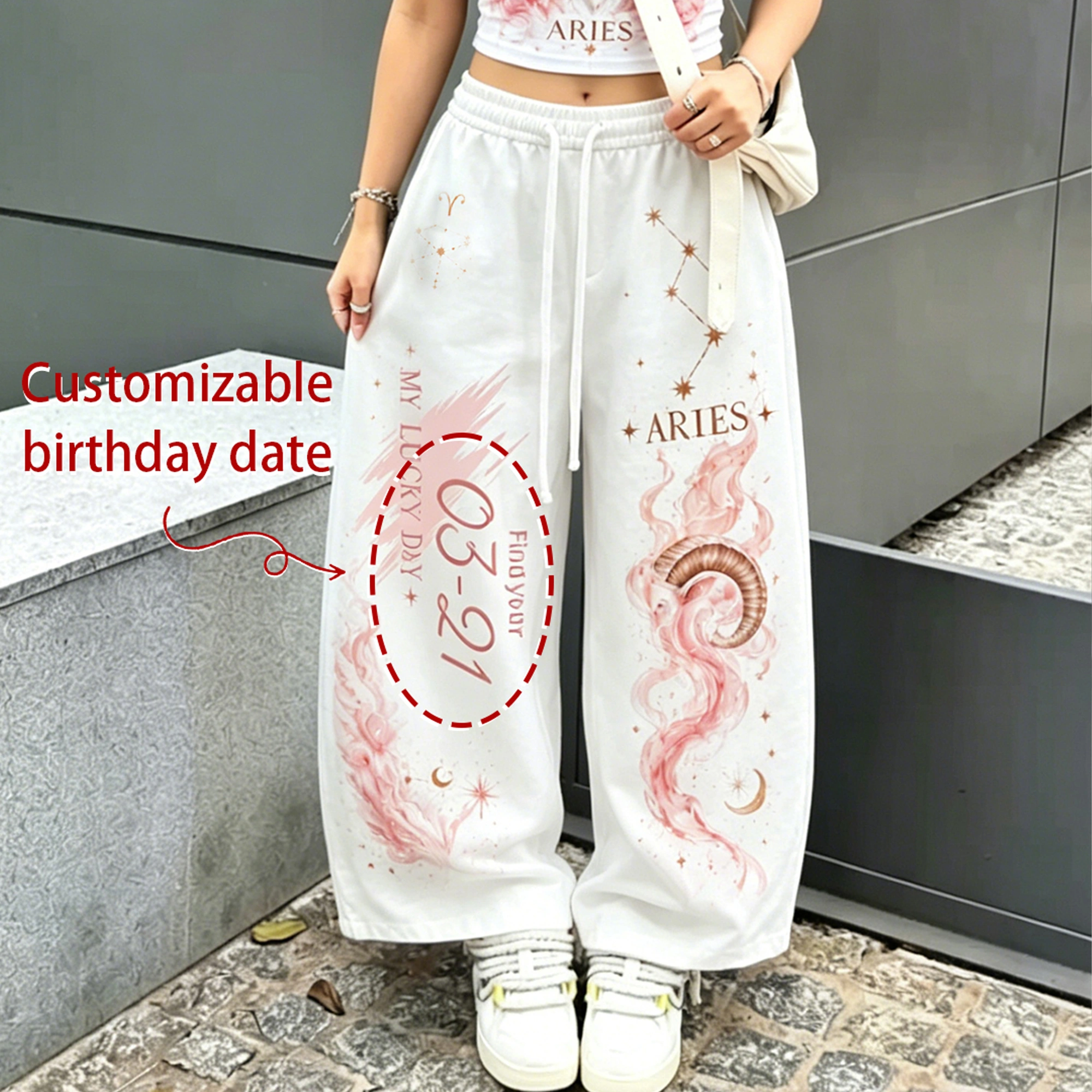 Aries Zodiac Series Women T-Shirt & Elasticated Trousers Two-Piece Set