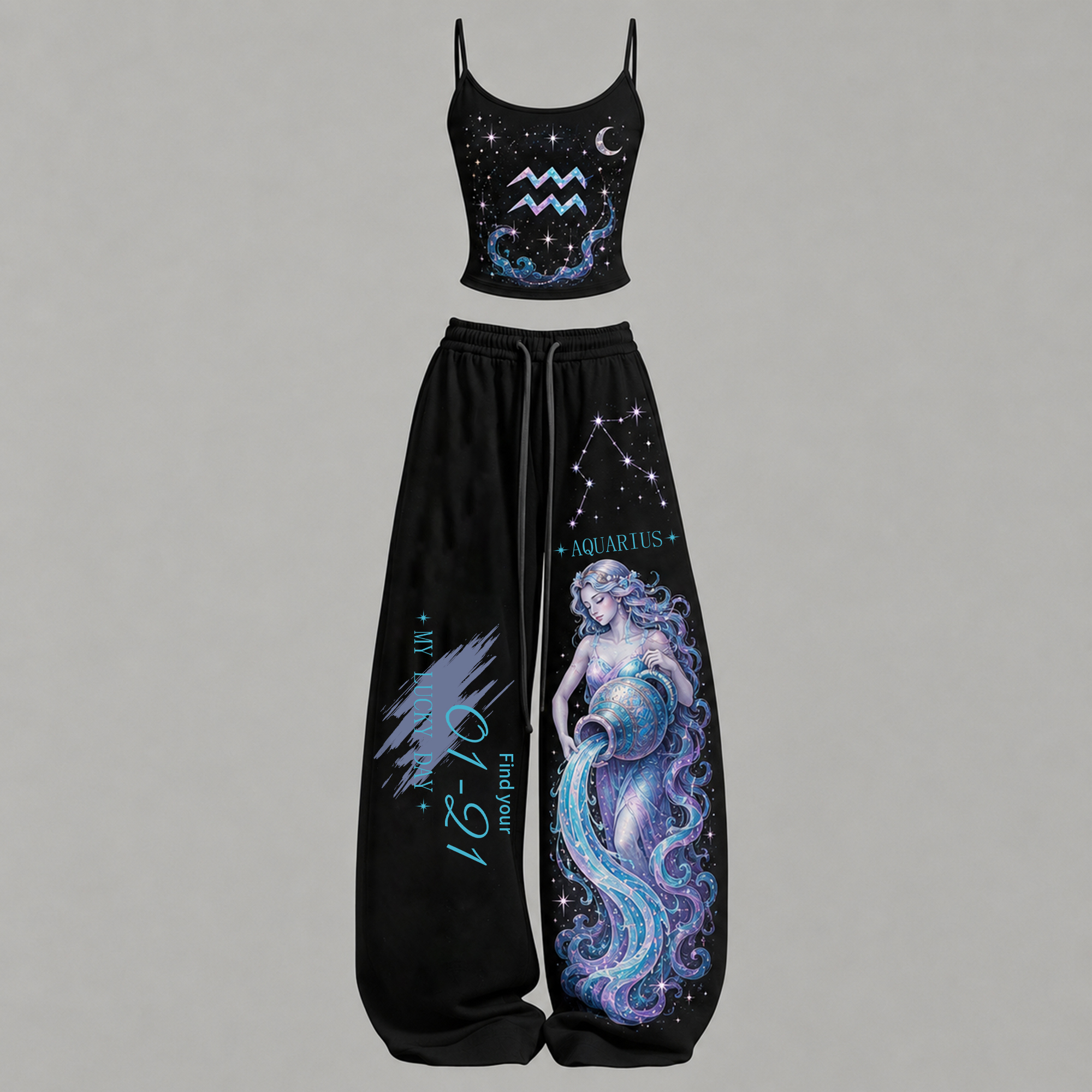 Aquarius Cosmic Series Women's T-Shirt & Elasticated Trousers Two-Piece Set