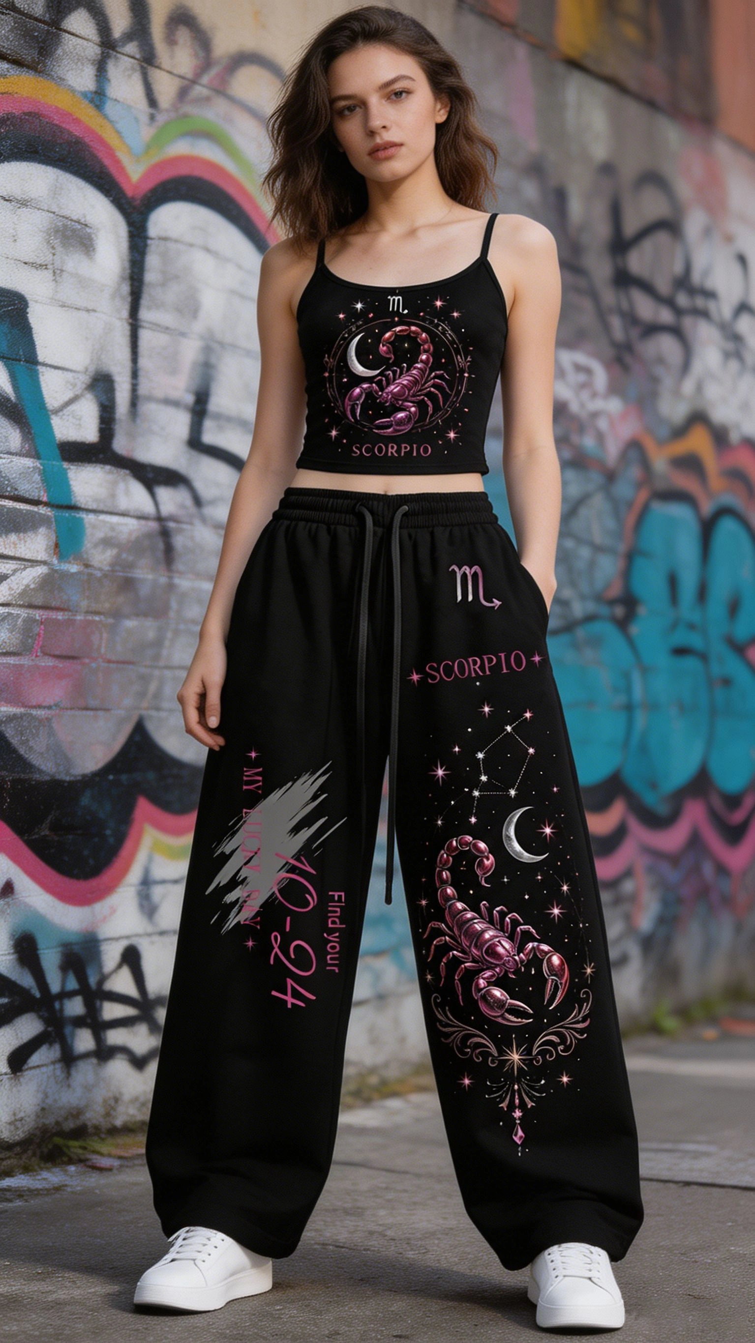 Scorpio Cosmic Series Women's T-Shirt & Elasticated Trousers Two-Piece Set