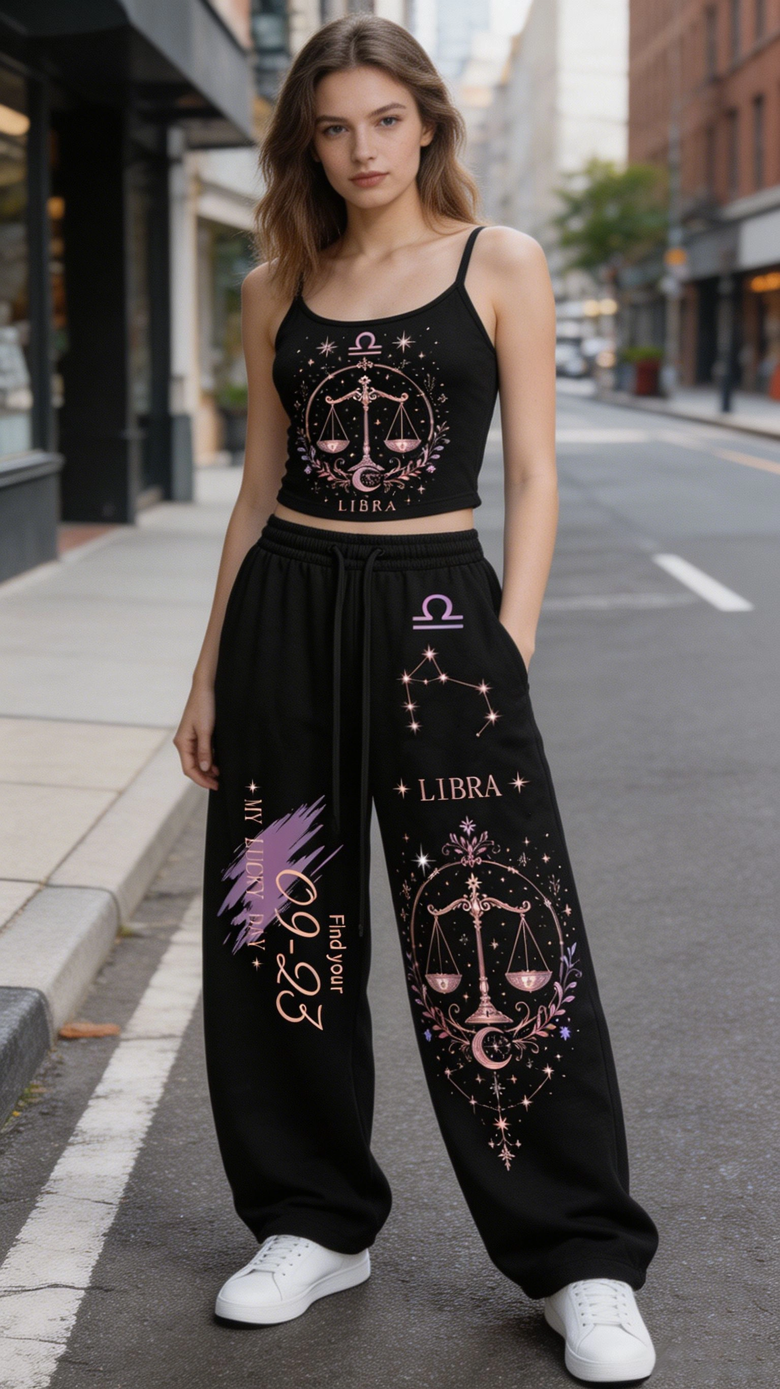 Libra Cosmic Series Women's T-Shirt & Elasticated Trousers Two-Piece Set