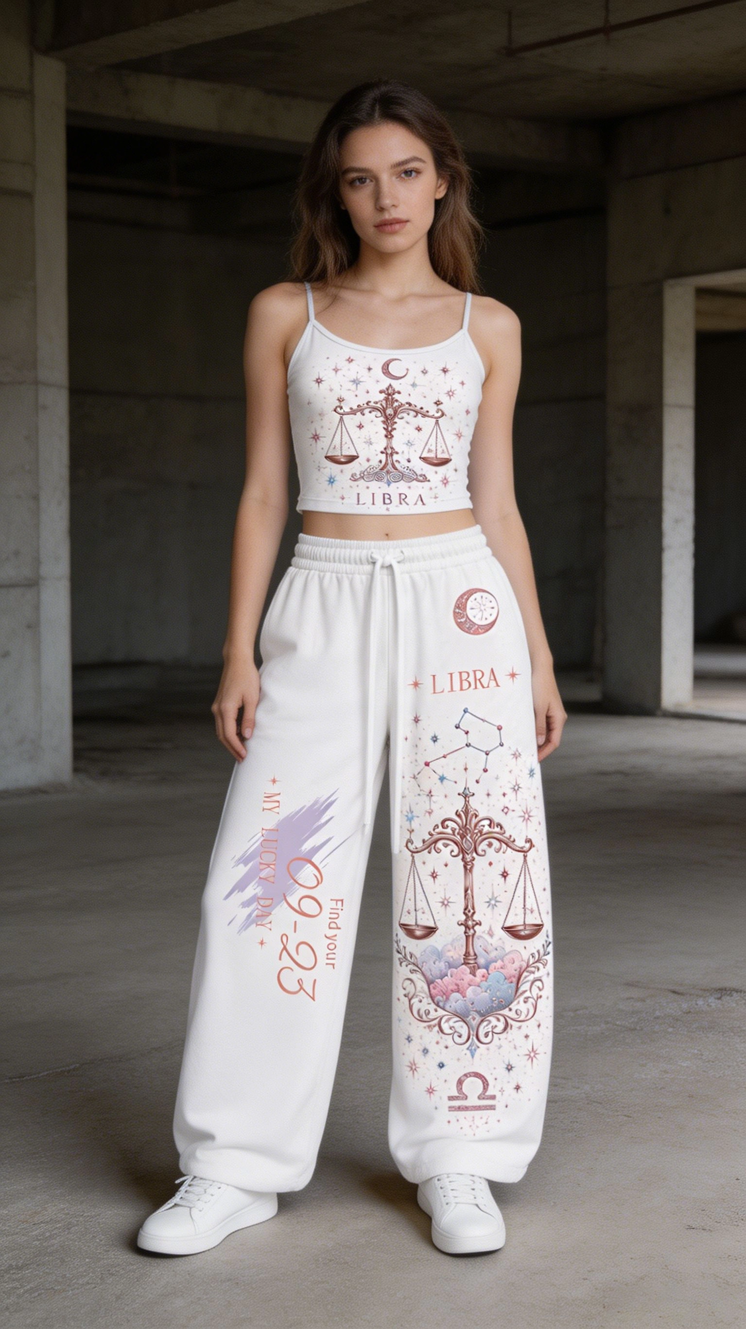 Libra Cosmic Series Women's T-Shirt & Elasticated Trousers Two-Piece Set