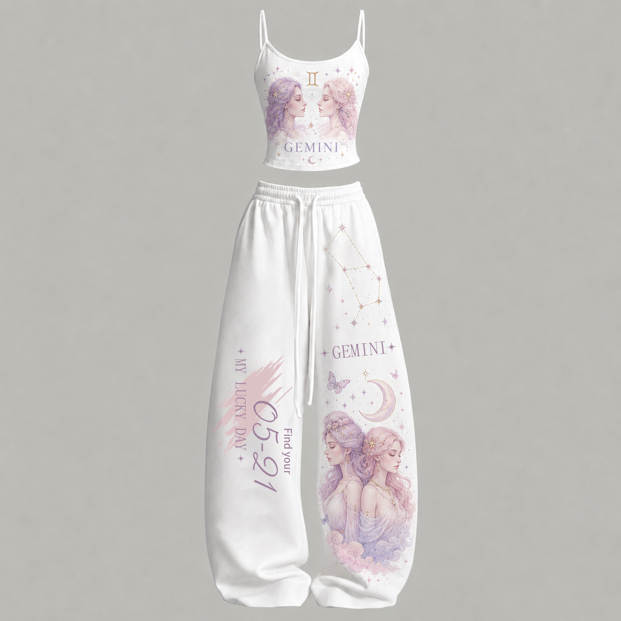 Gemini Cosmic Series Women's T-Shirt & Elasticated Trousers Two-Piece Set