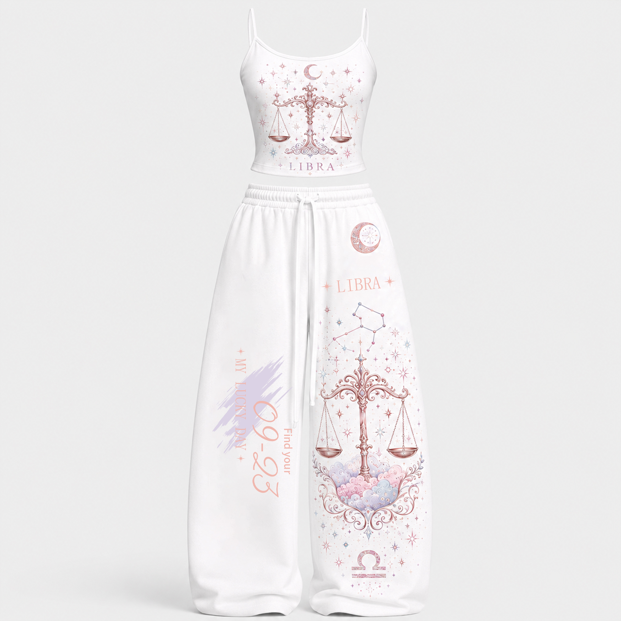 Libra Cosmic Series Women's T-Shirt & Elasticated Trousers Two-Piece Set
